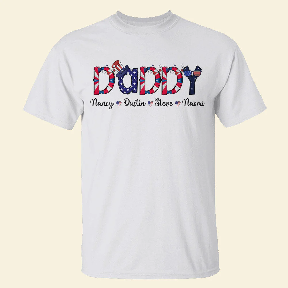 Daddy & Kids With 4Th Of July Style - Personalized T-shirt - Patriotic Gift For Dad, Grandpa HN02