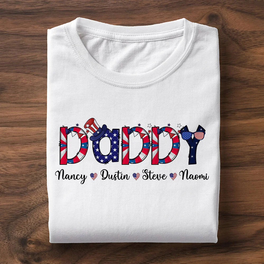 Daddy & Kids With 4Th Of July Style - Personalized T-shirt - Patriotic Gift For Dad, Grandpa HN02 - Image 2