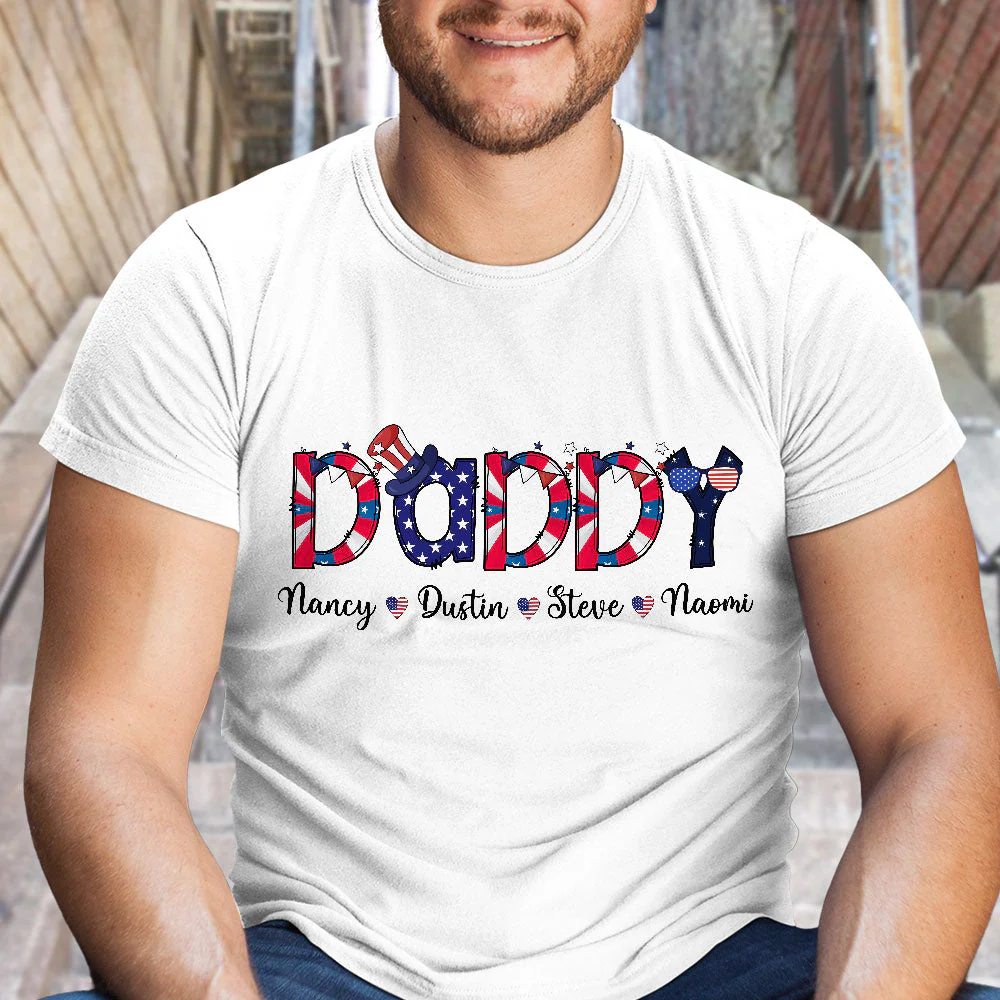 Daddy & Kids With 4Th Of July Style - Personalized T-shirt - Patriotic Gift For Dad, Grandpa HN02 - Image 4