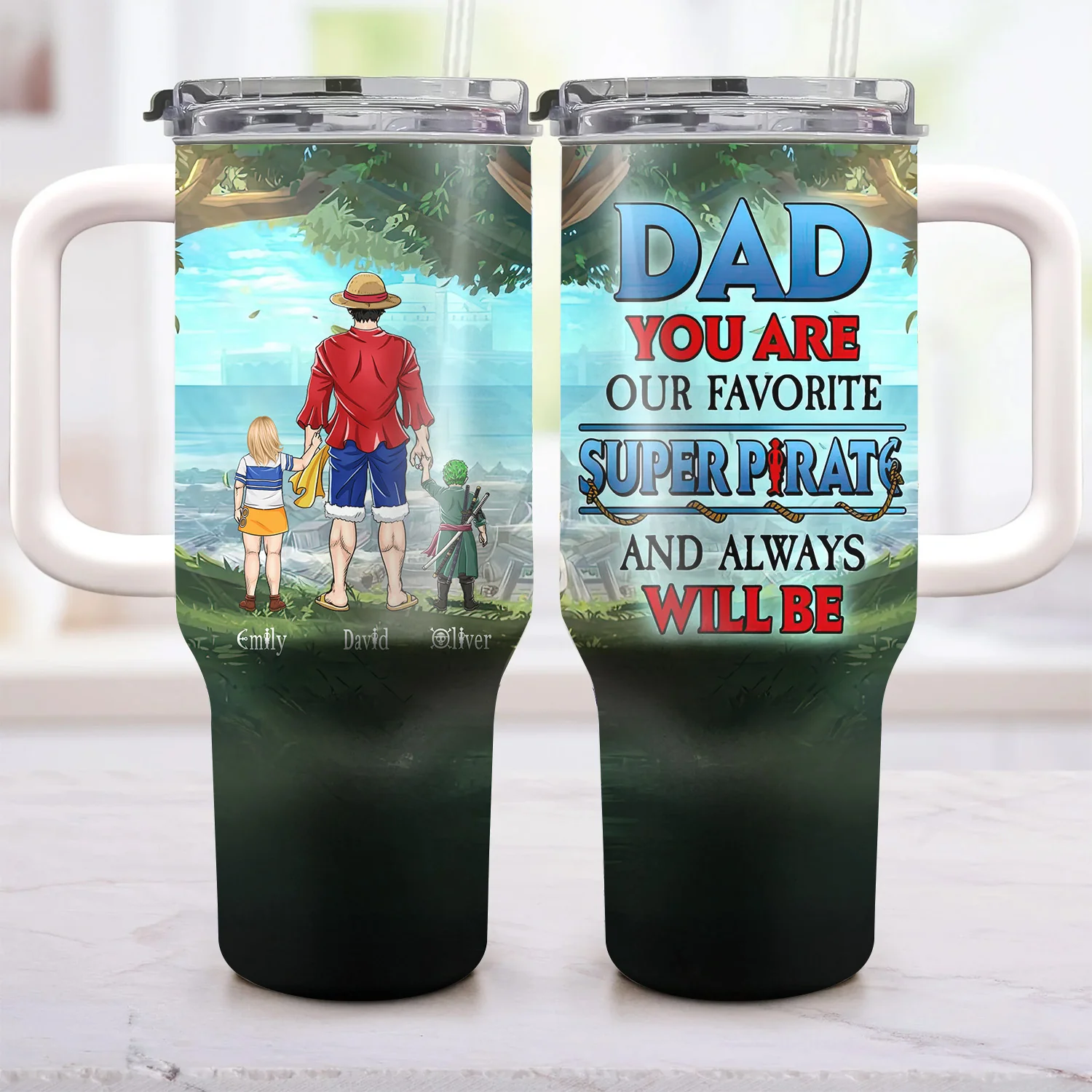 Daddy Lol Straw Hat Crew - Personalized 40oz Tumbler Cup With Straw - Gift For Dad, Father's Day | CL11 NA94 - Image 3