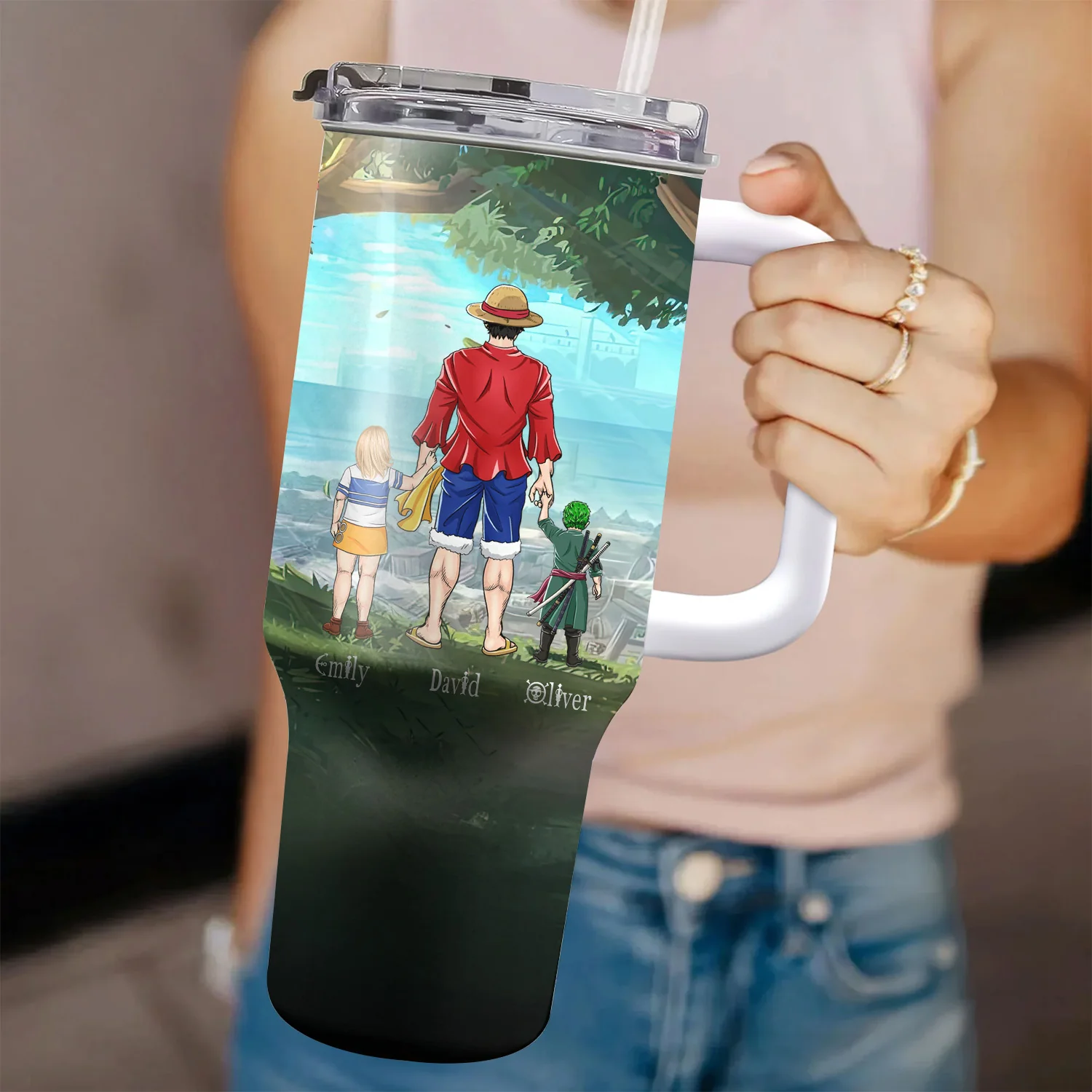 Daddy Lol Straw Hat Crew - Personalized 40oz Tumbler Cup With Straw - Gift For Dad, Father's Day | CL11 NA94 - Image 4