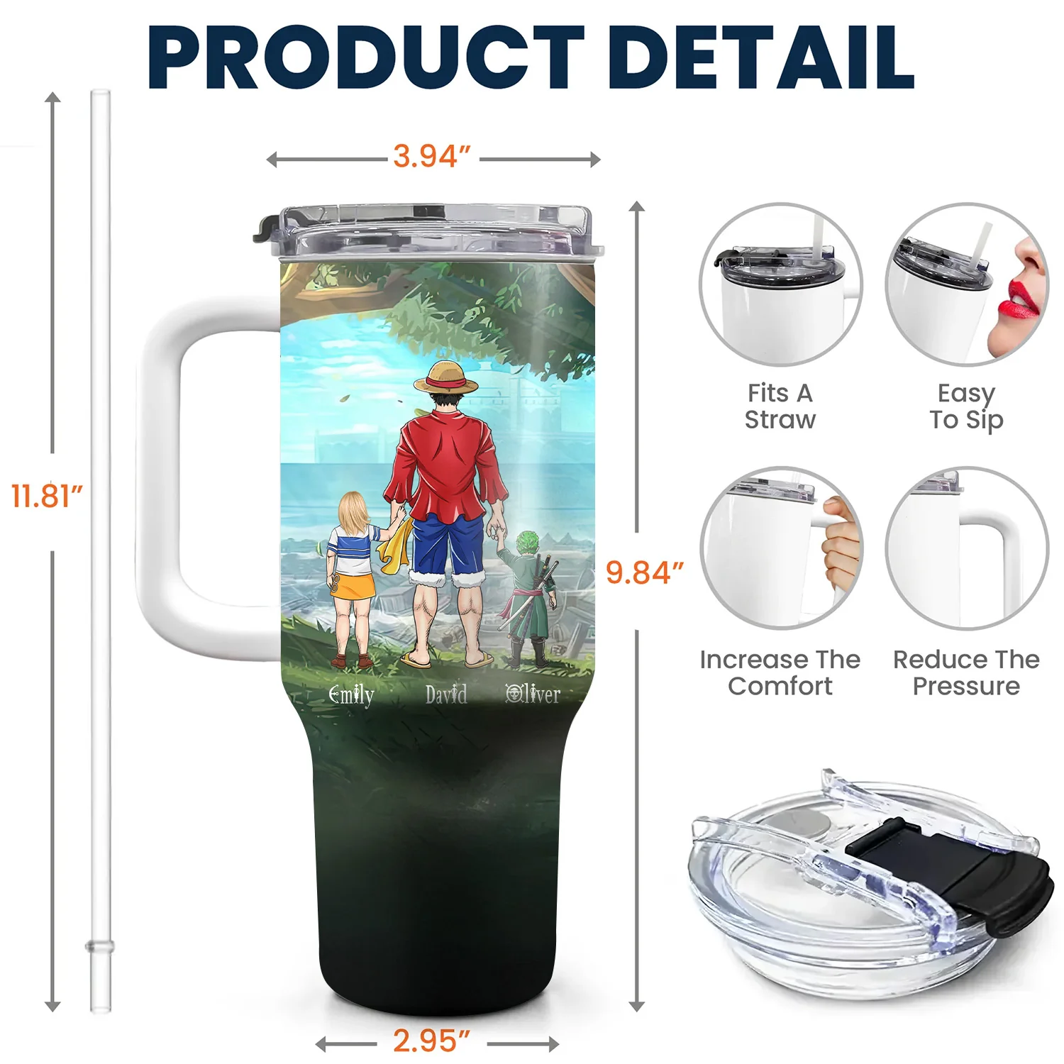 Daddy Lol Straw Hat Crew - Personalized 40oz Tumbler Cup With Straw - Gift For Dad, Father's Day | CL11 NA94 - Image 5