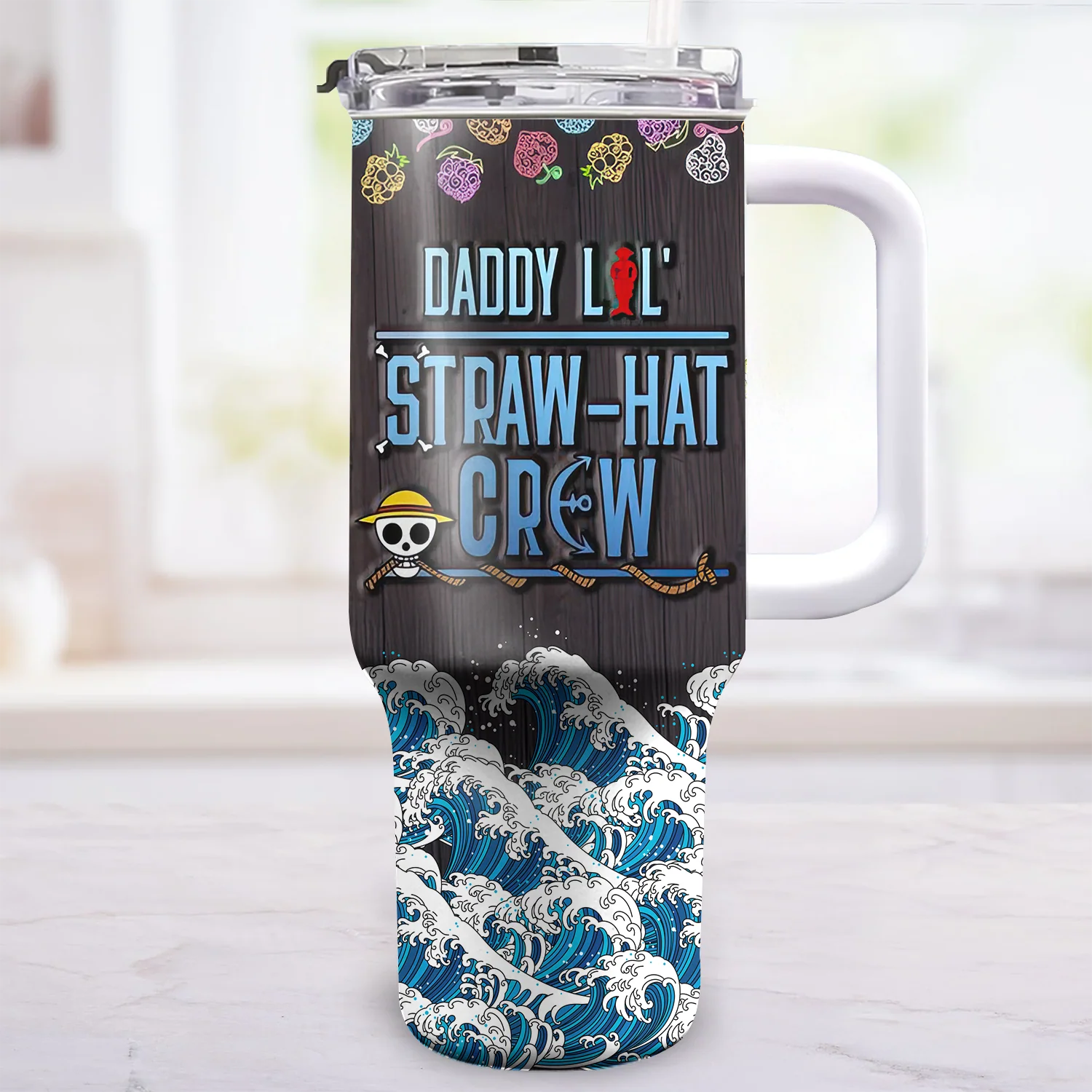 Daddy Lol Straw Hat Crew - Personalized 40oz Tumbler Cup With Straw - Gift For Dad, Father's Day | CL11 NA94 - Image 3