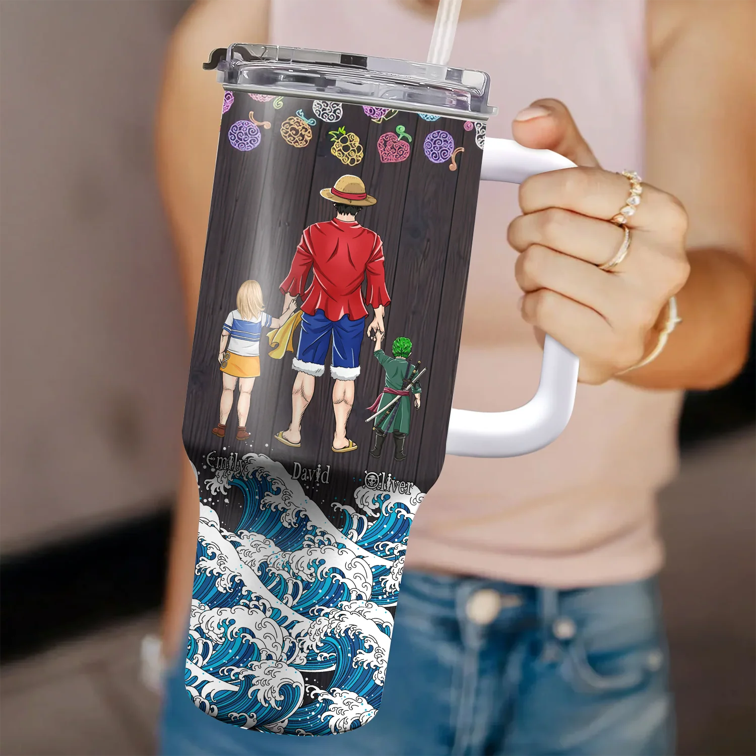 Daddy Lol Straw Hat Crew - Personalized 40oz Tumbler Cup With Straw - Gift For Dad, Father's Day | CL11 NA94 - Image 4