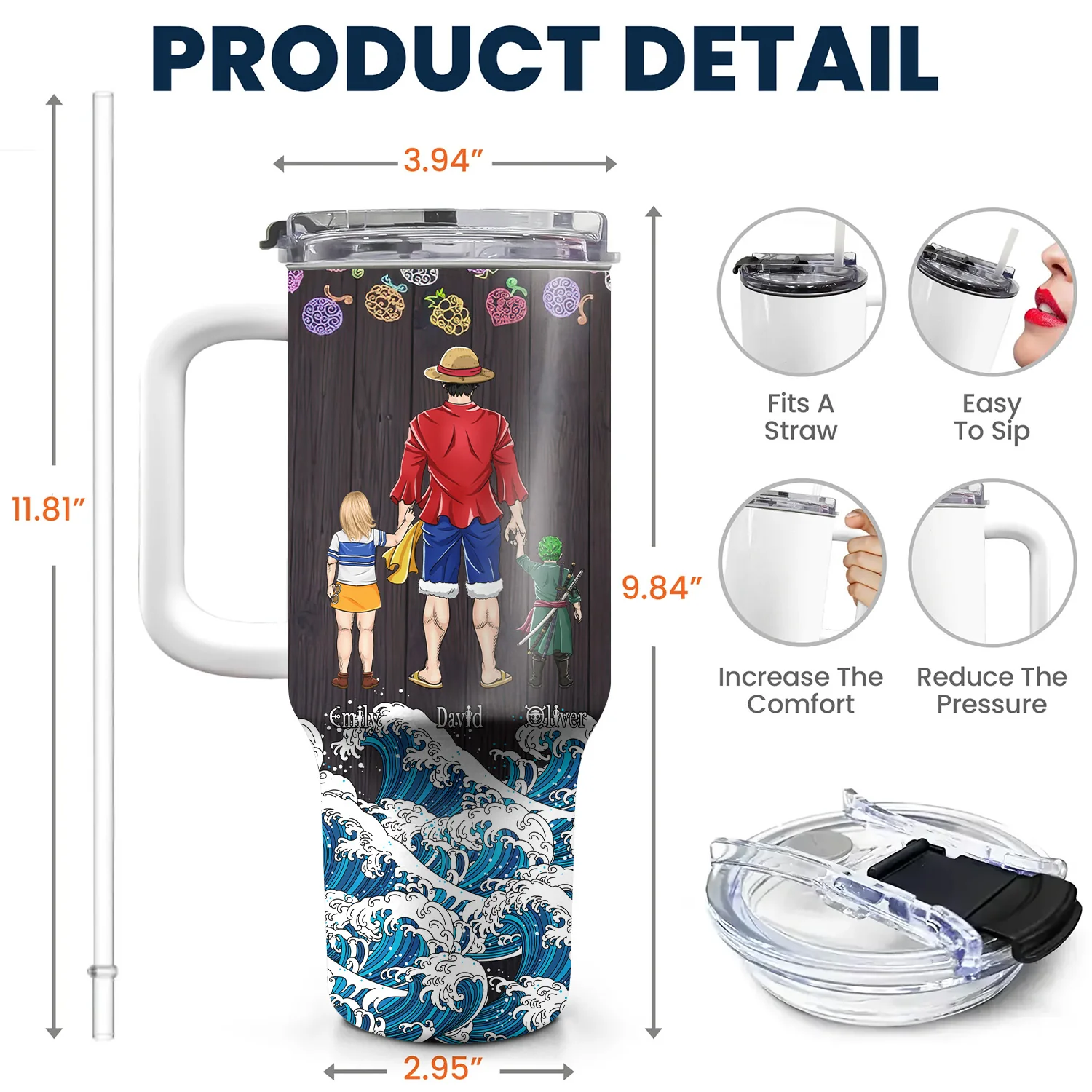 Daddy Lol Straw Hat Crew - Personalized 40oz Tumbler Cup With Straw - Gift For Dad, Father's Day | CL11 NA94 - Image 5