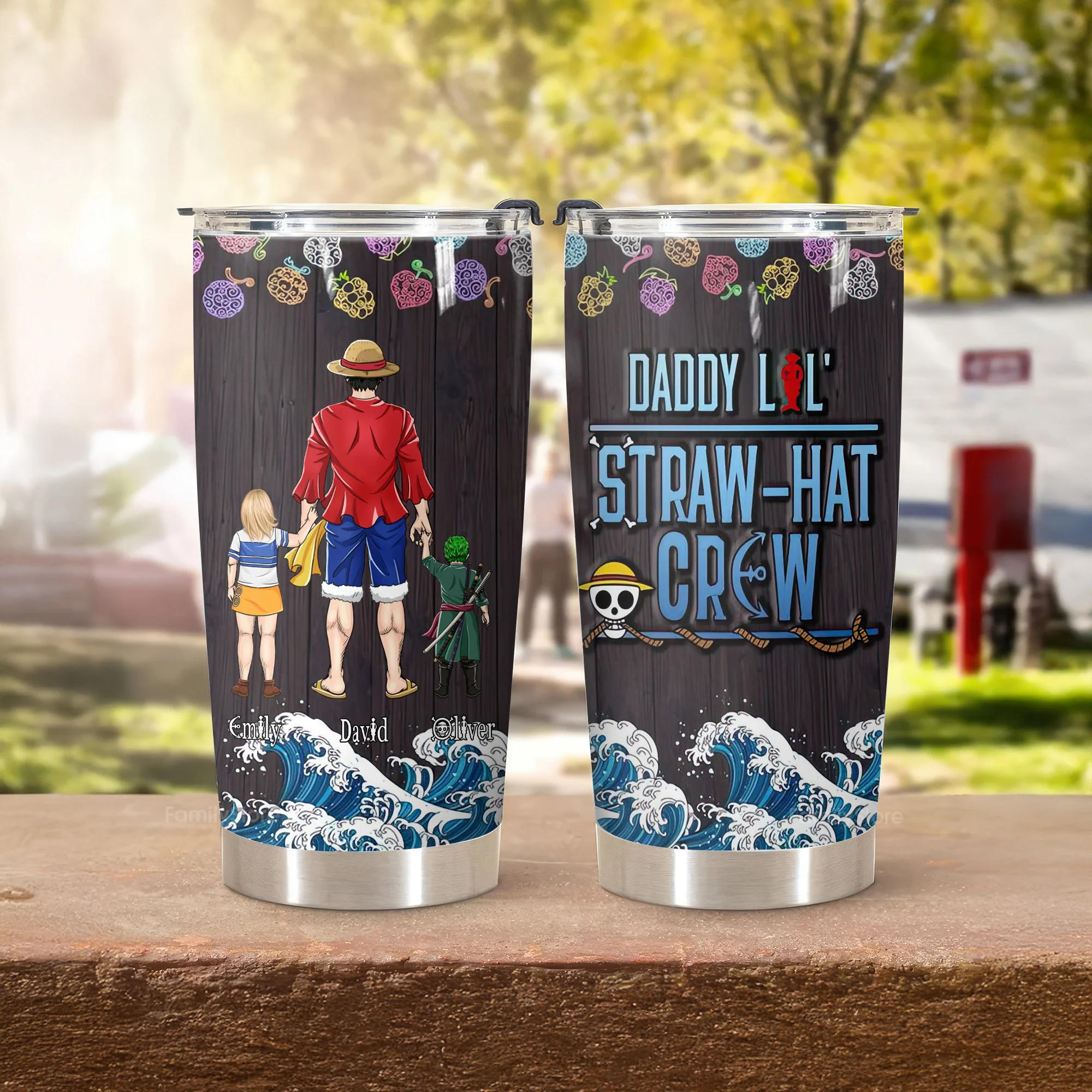 Daddy Lol Straw Hat Crew - Personalized Stainless Steel Tumbler - Gift For Dad, Father's Day | CL11 NA94 - Image 3