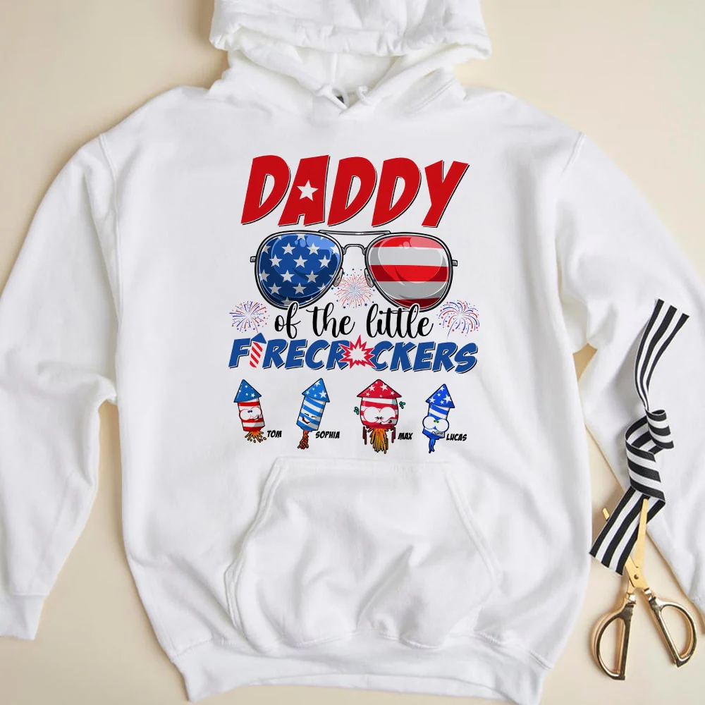 Daddy Of The Little Firecrackers - Personalized T-shirt - Patriotic Gift For Dad, Grandpa HN02 - Image 2