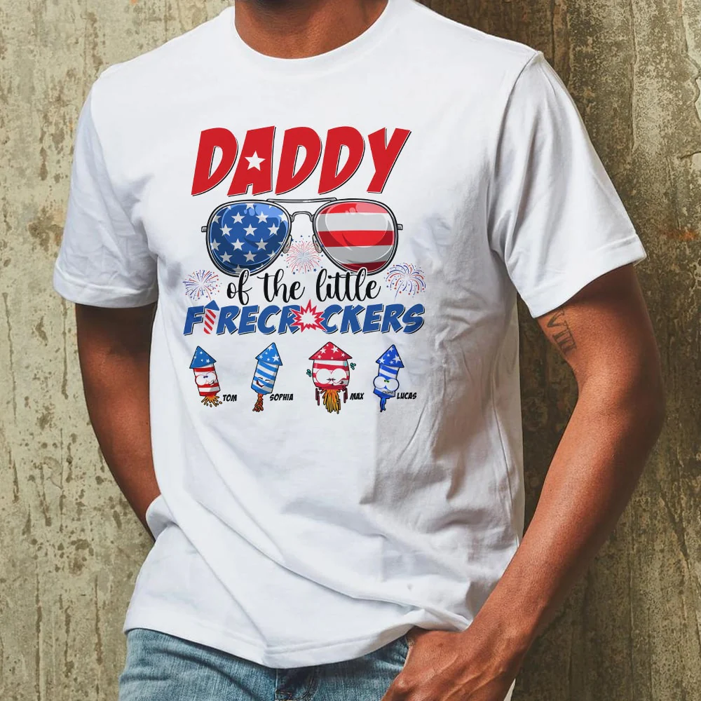 Daddy Of The Little Firecrackers - Personalized T-shirt - Patriotic Gift For Dad, Grandpa HN02 - Image 3