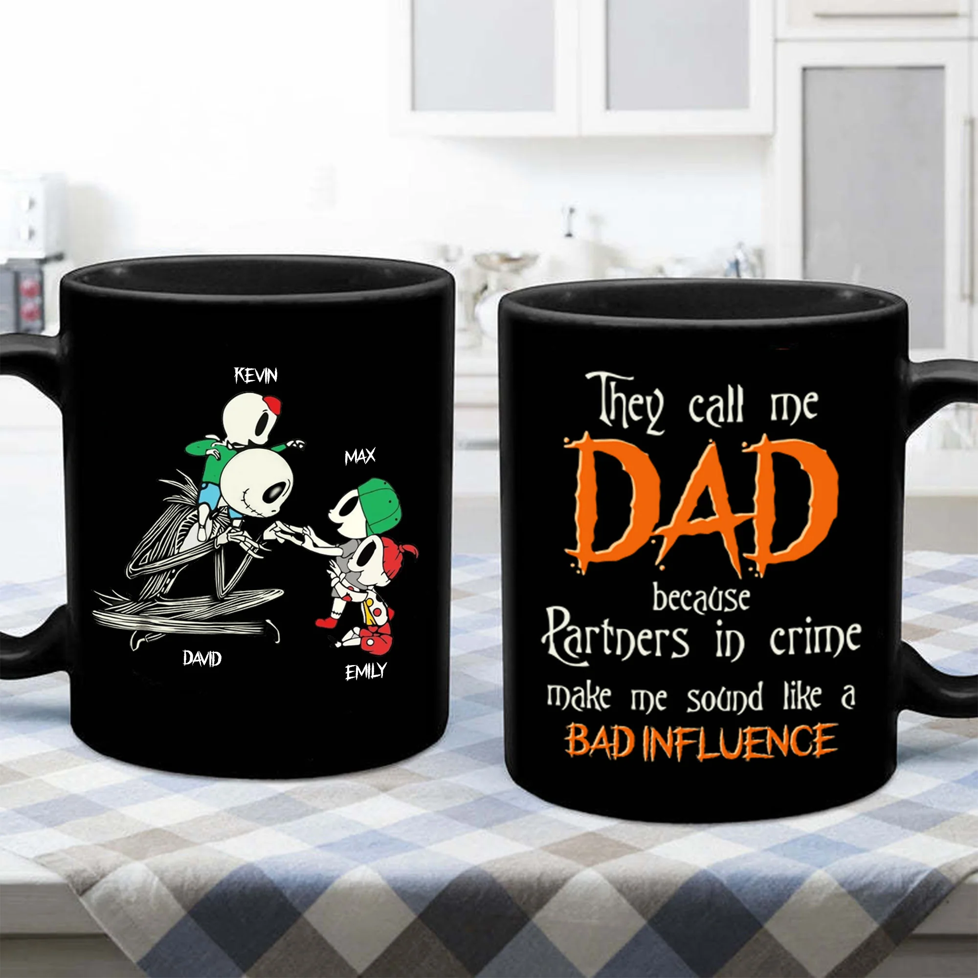 Daddy Parter In Crime - Gift For Dad And Kids - Personalized Black Mug - CL14 NA94