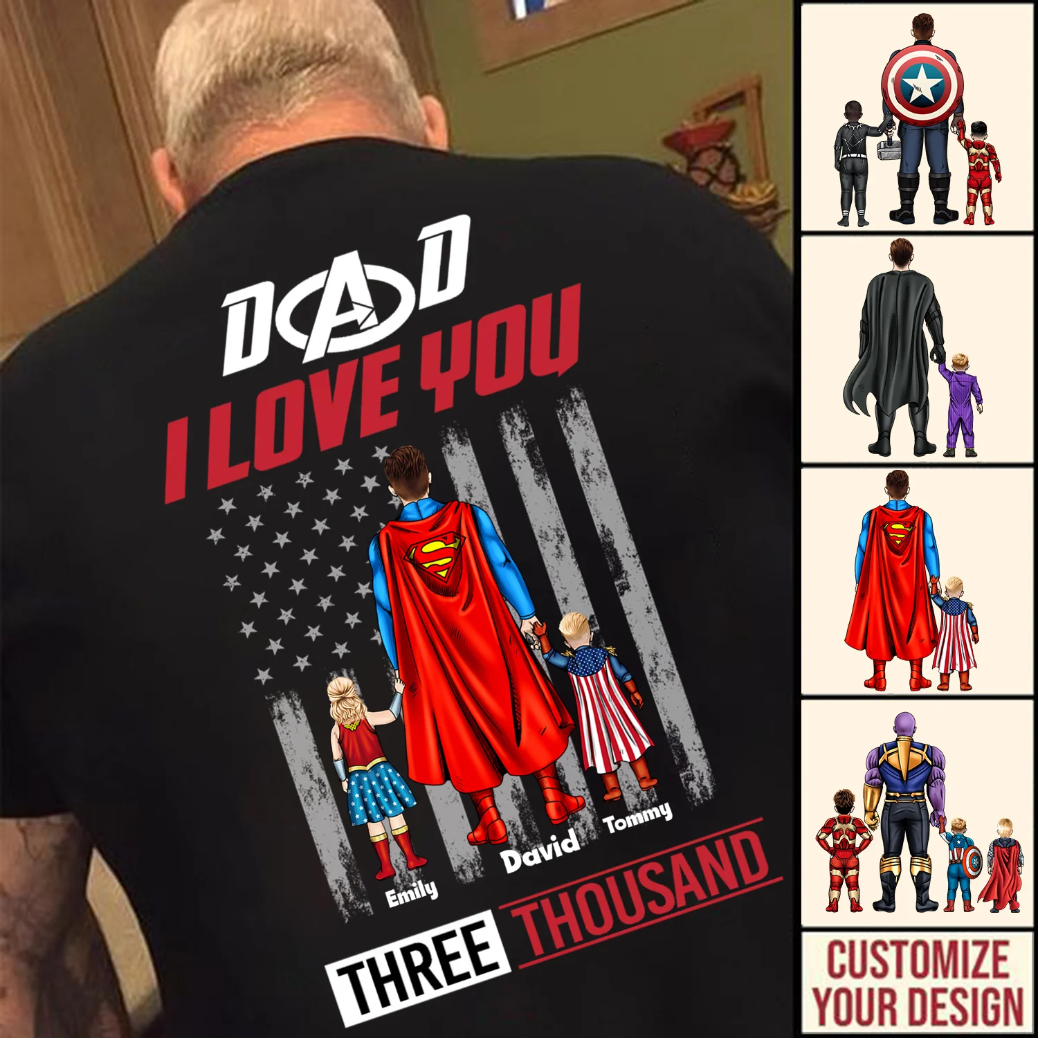 Daddy We Love You Three Thousand - Gift For Father's Day - Personalized Tshirt - Image 2
