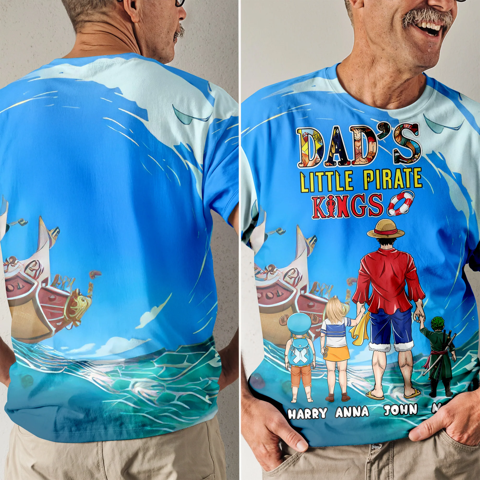 Dad's Little Pirate Kings - Personalized 3D Tshirt - Gift For Dad, Grandpa, Father's Day |  CL11 NA94