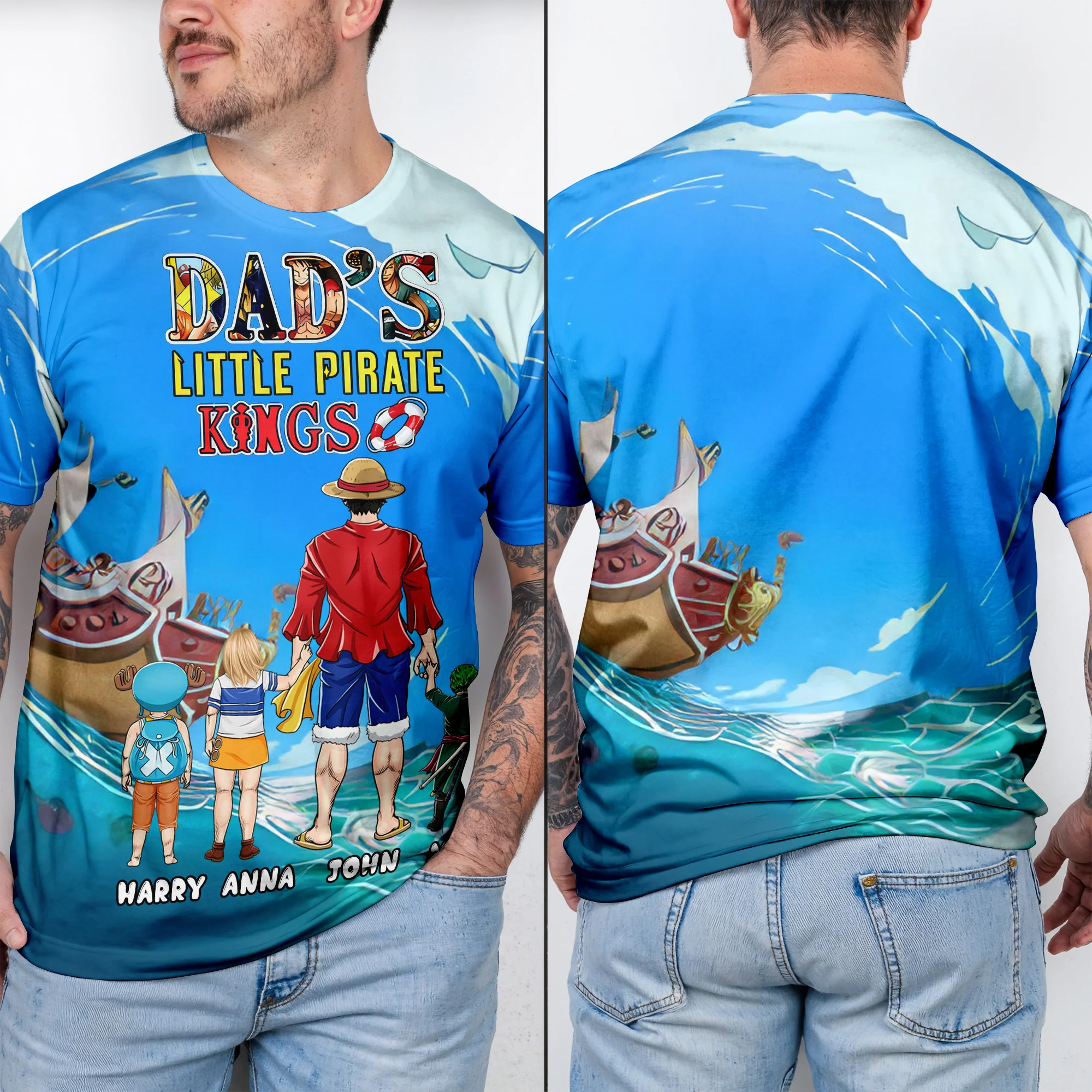 Dad's Little Pirate Kings - Personalized 3D Tshirt - Gift For Dad, Grandpa, Father's Day |  CL11 NA94 - Image 2