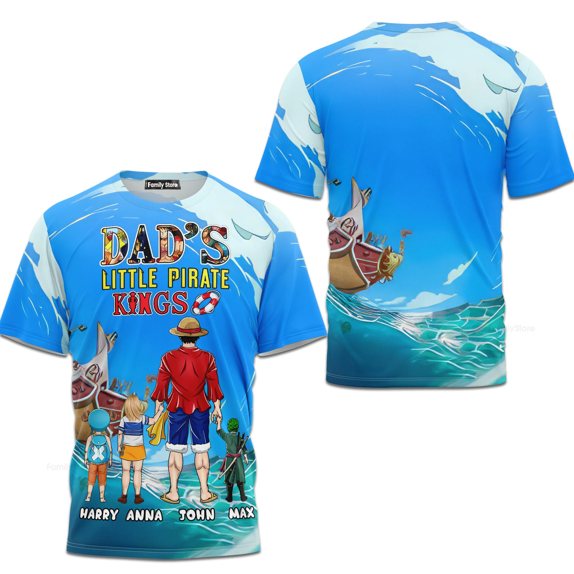 Dad's Little Pirate Kings - Personalized 3D Tshirt - Gift For Dad, Grandpa, Father's Day |  CL11 NA94 - Image 3