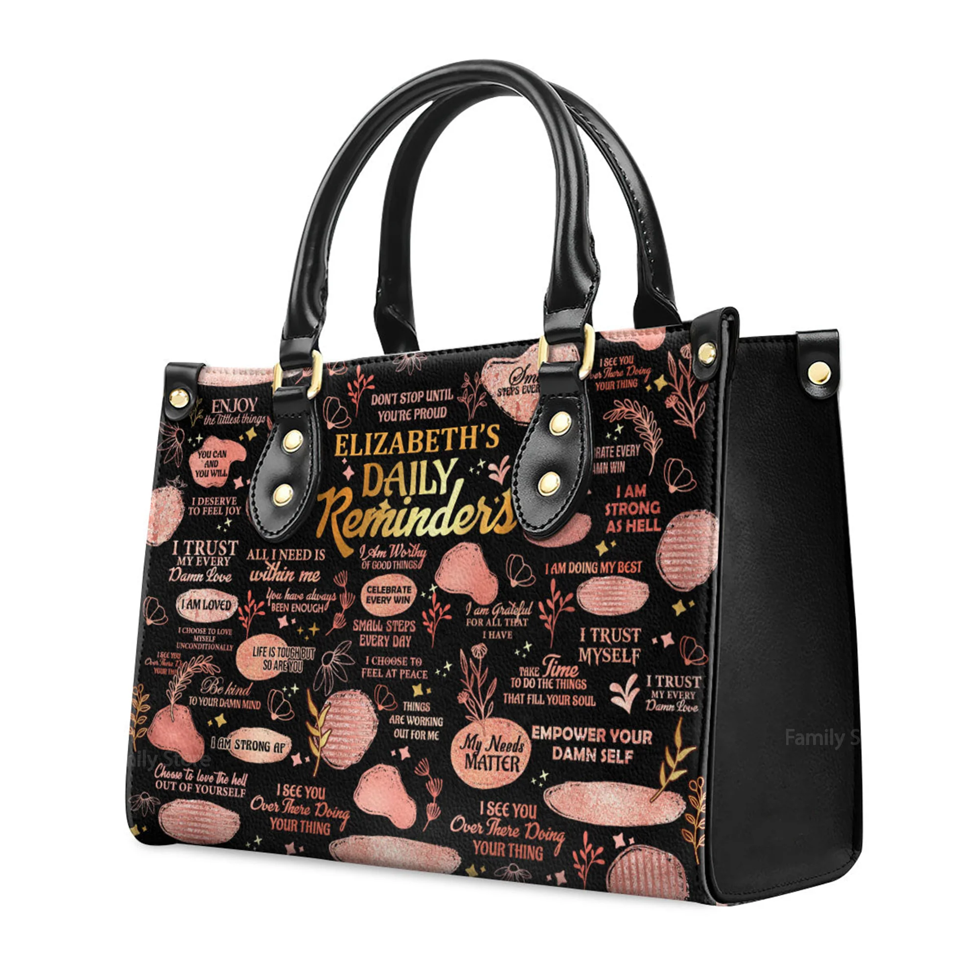 Daily Reminders - Unique Personalized Leather Handbag - AT4080736 - Image 3