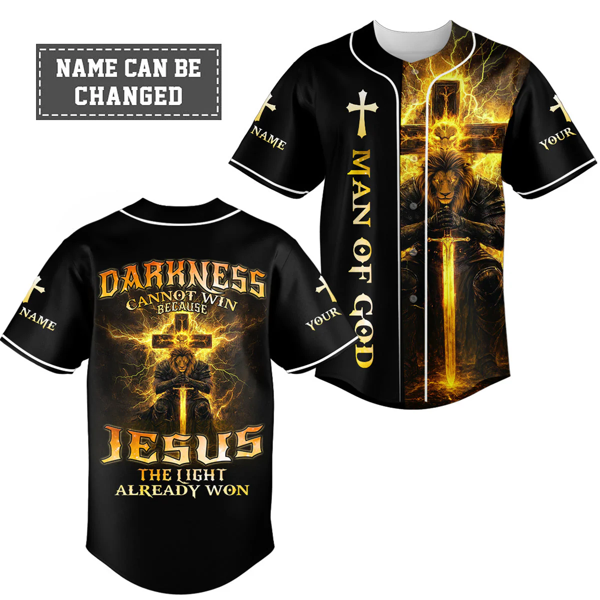 Darkness Cannot Win Custom Name Baseball Jersey - Christant Gift For Him