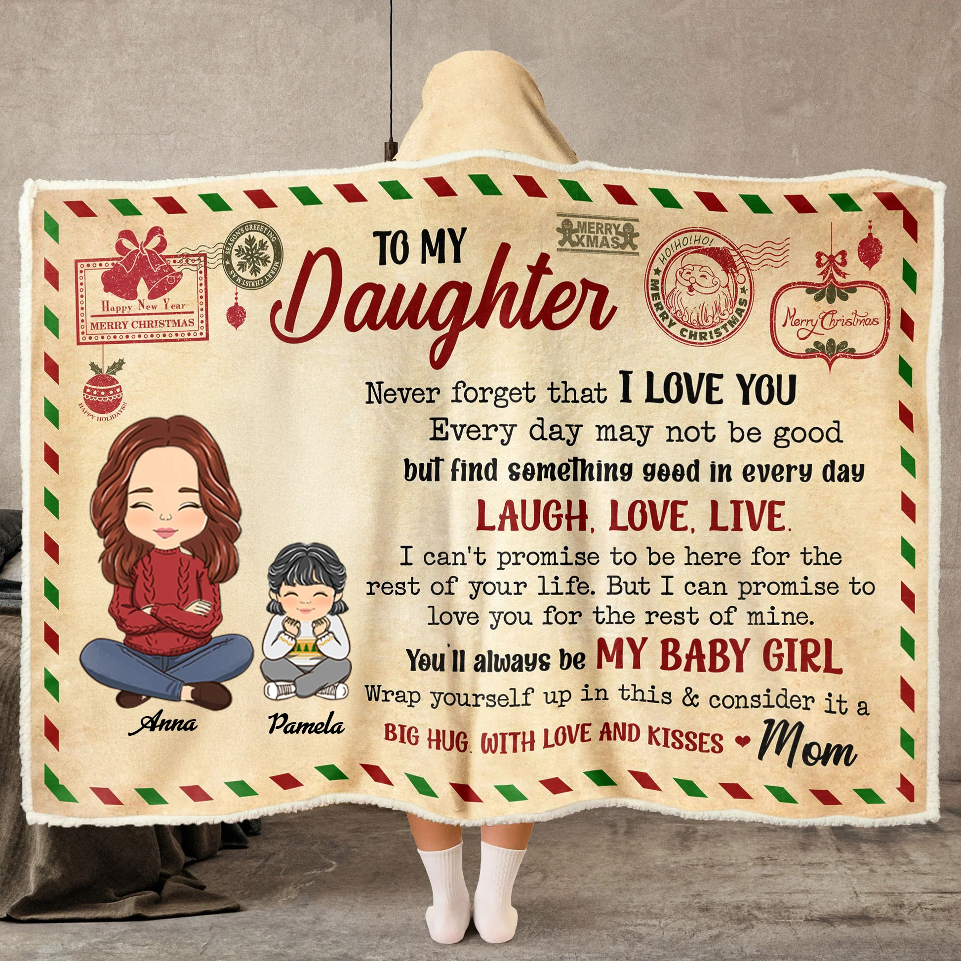 Daughter You'll Always Be My Baby Girl - Personalized Wearable Hooded Blanket - Gift For Daughter From Mom, Mothers Day | CL35 NA94 - Image 2