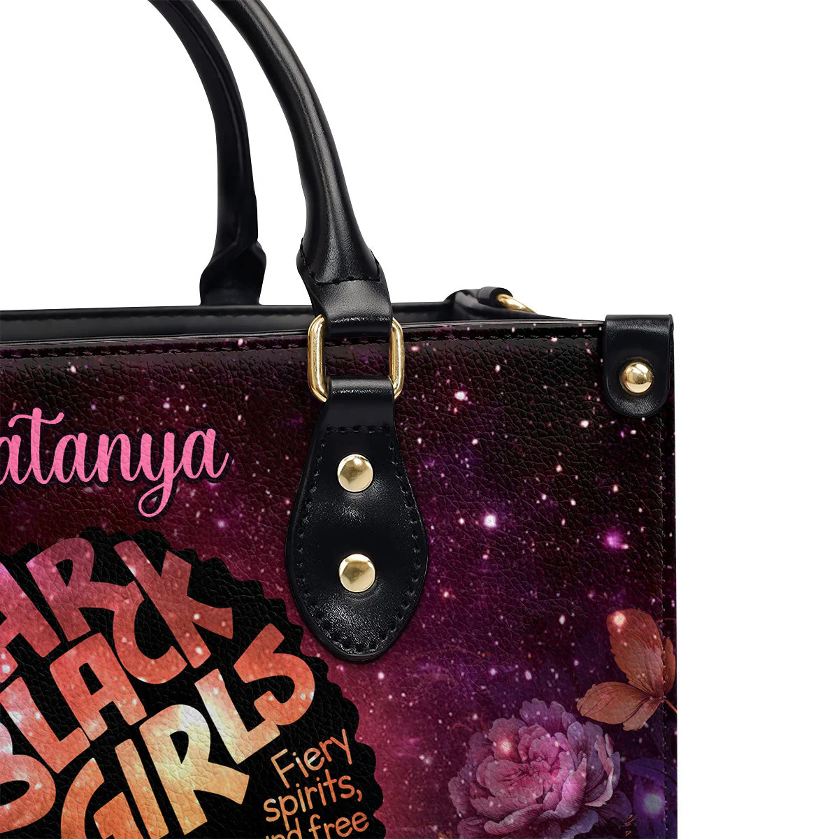 Dear Black Girls Afro Art - Personalized Leather Handbag - Empowerment Gift For Her | HD95 - Image 6