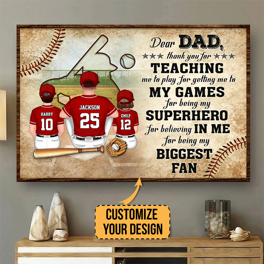 Dear Dad, Thank You For Being My Biggest Fan - Gift For Dad - Personalized Canvas Poster - SPCL01 NA94 - Image 2
