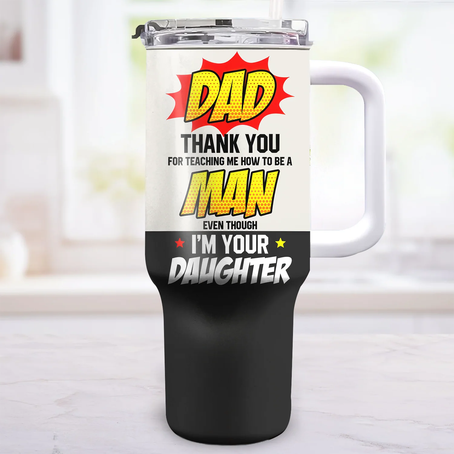 Dear Dad Thank You For Teaching Me Everything In Life - Personalized 40oz Tumbler Cup With Straw - Gift For Dad, Father's Day | CL02 NA94 - Image 4