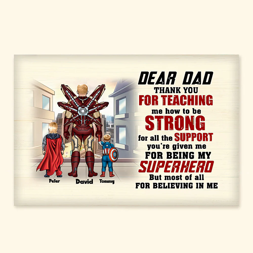 Dear Dad Thank You For Teaching Us How To Be Strong - Personalized Poster Canvas - Gift for Dad, Grandpa, Husband | CL02 NH96 - Image 4