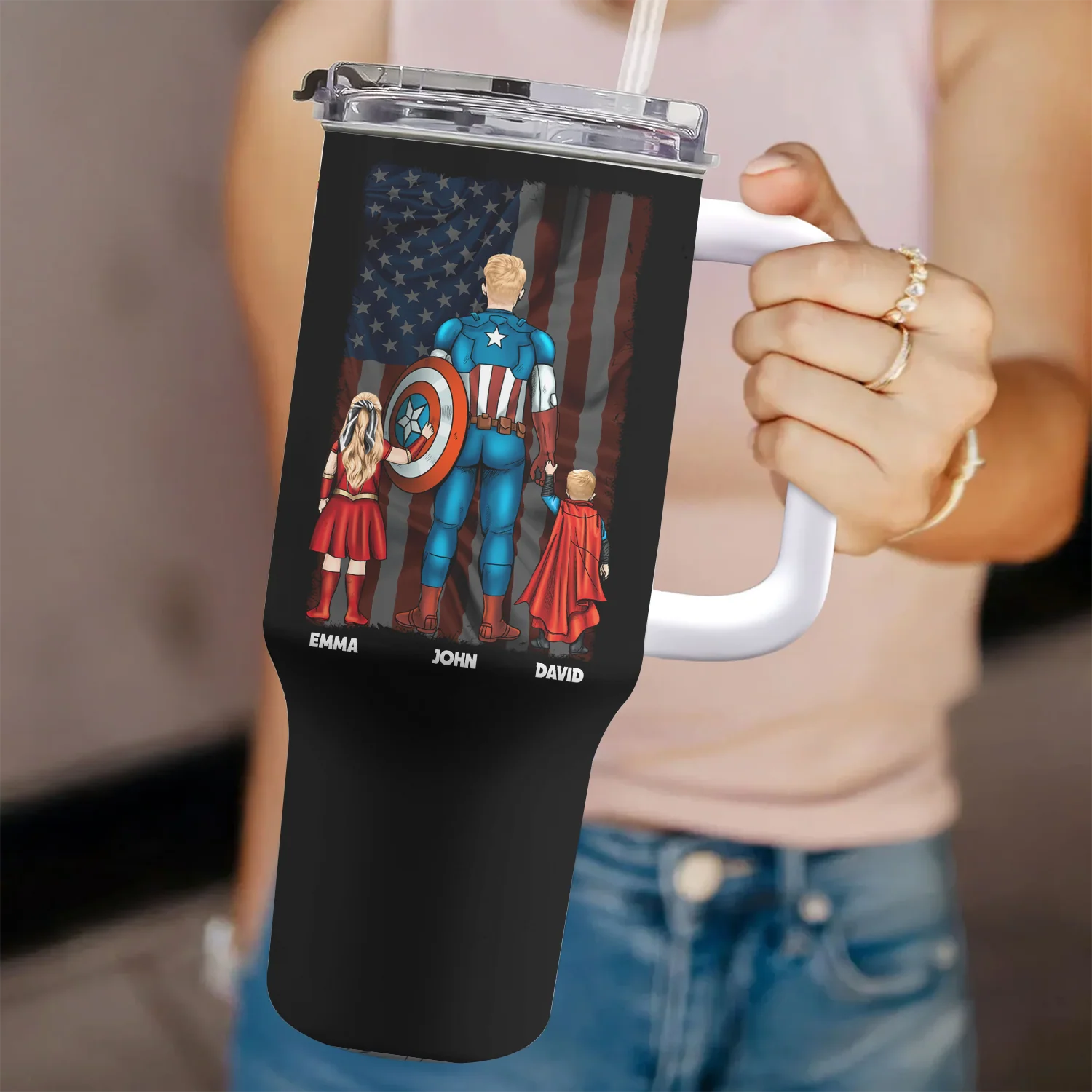 Dear Dad Thanks For Teaching Me How To Strong -  Personalized 40oz Tumbler Cup With Straw - Gift For Dad, Father's Day | CL02 NA94 - Image 4