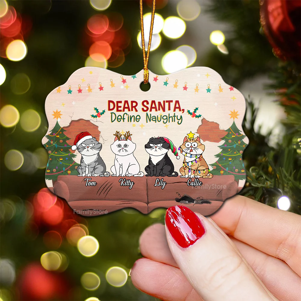 Dear Santa, Define Naughty - Gift For Cat Lover, Pet Lovers - Personalized Wood Ornament - CLP03 NH96 - Image 3