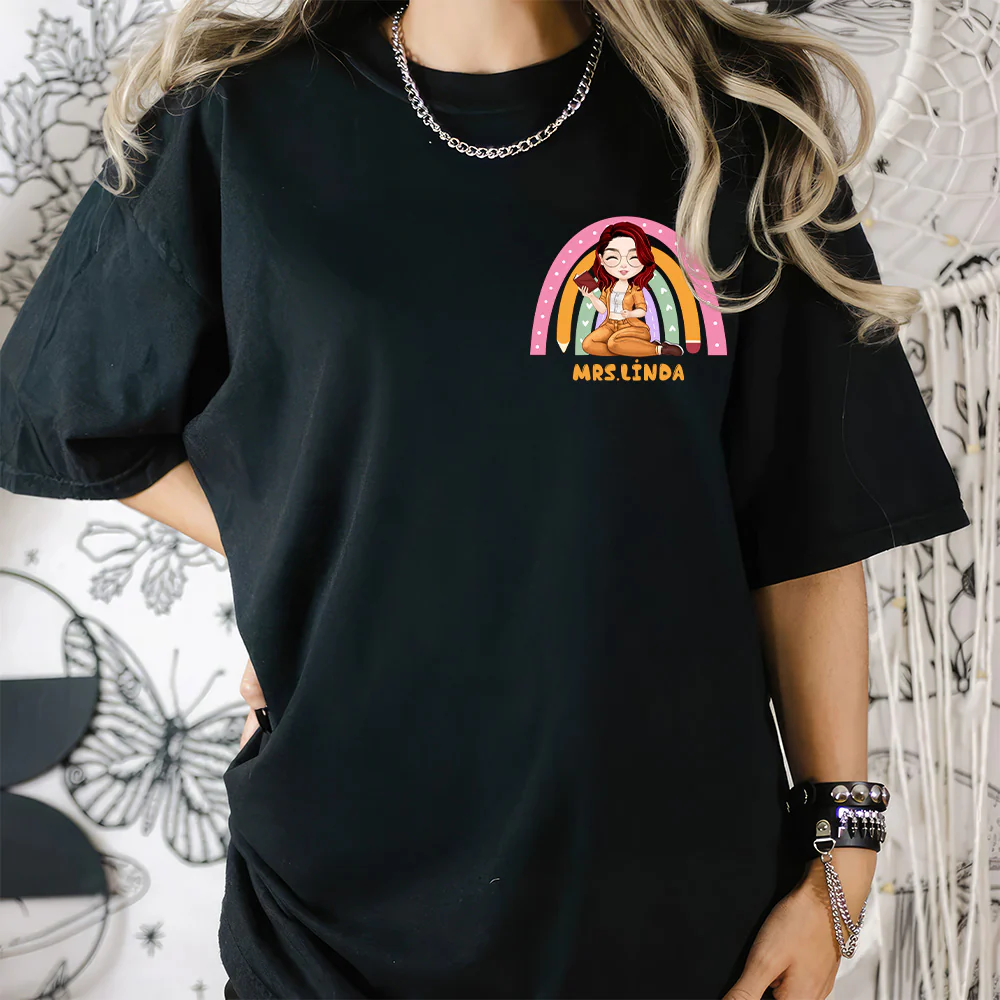 Dear Tiny Humans Behind Me Back To School Teacher Shirt - Personalized Shirt | CLTC04 TD118 - Image 3