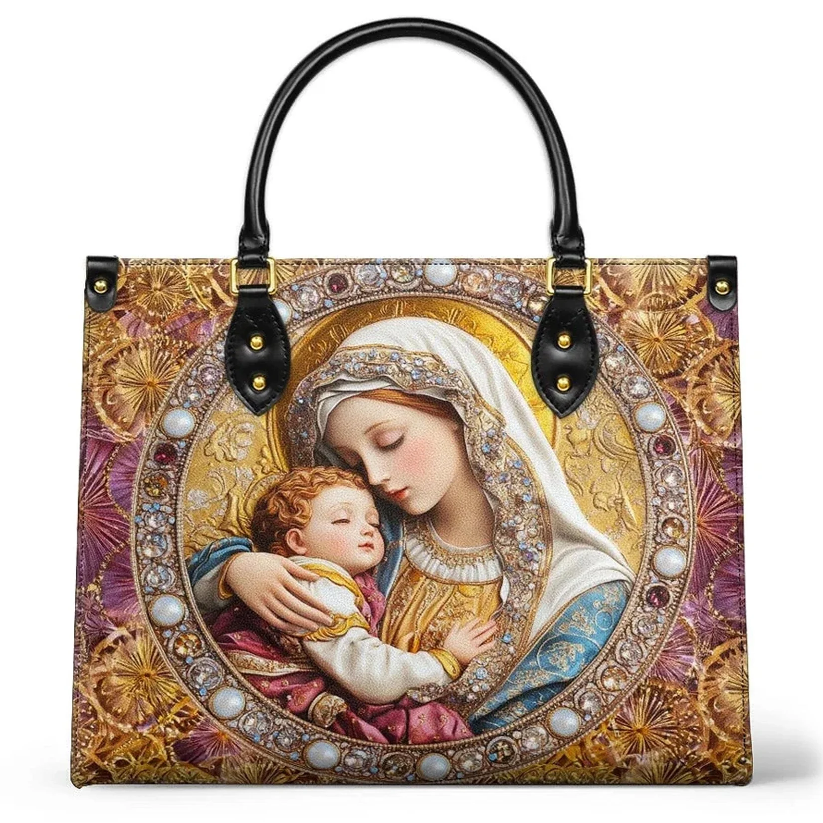 Divine Madonna And Child - Christian Leather Handbag