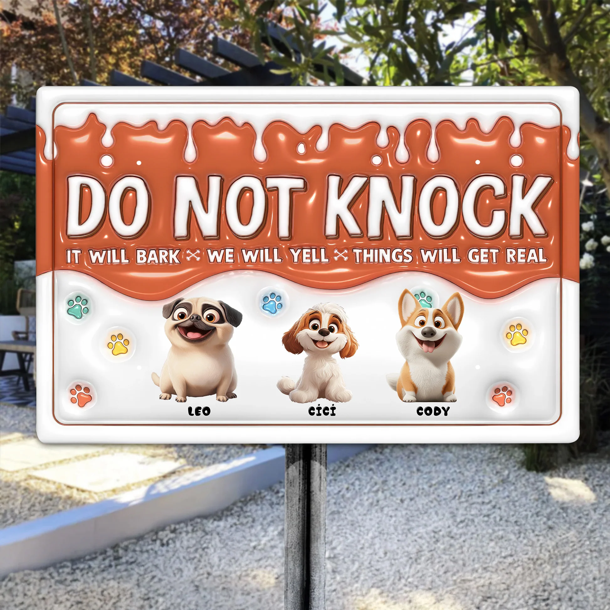 Do Not Knock My Cartoon Dogs Will Bark - Personalized 3D Inflated Effect Metal Sign - Gift For Dog Lovers | CLP15 NA94 - Image 2