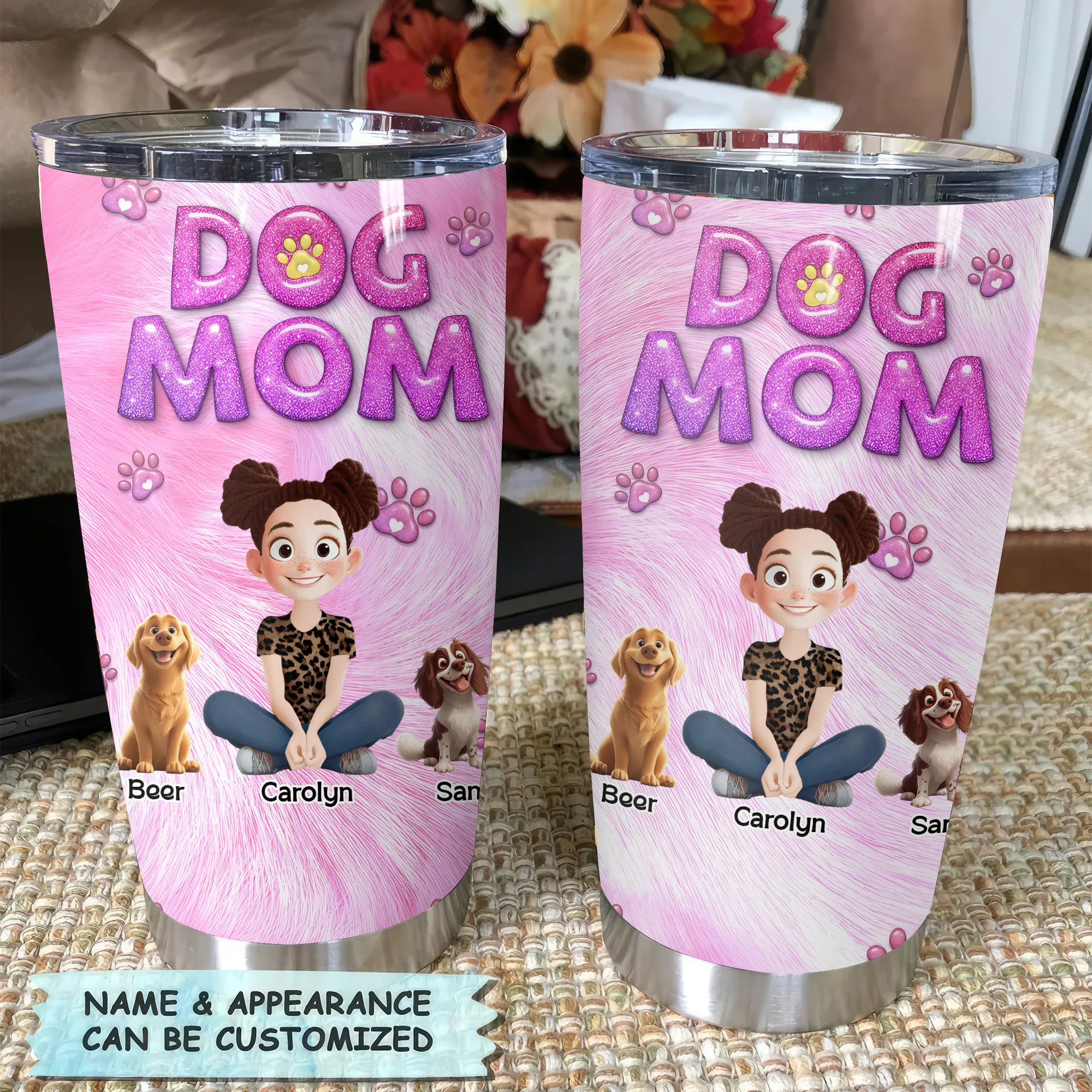 Dog Mom Fur Pattern 3D Inflated Effect Cartoon Dog - Personalized Tumbler Cup - Gift for Pet Owners, Pet Lovers, Dog Mom | CLP15 NH96 - Image 4