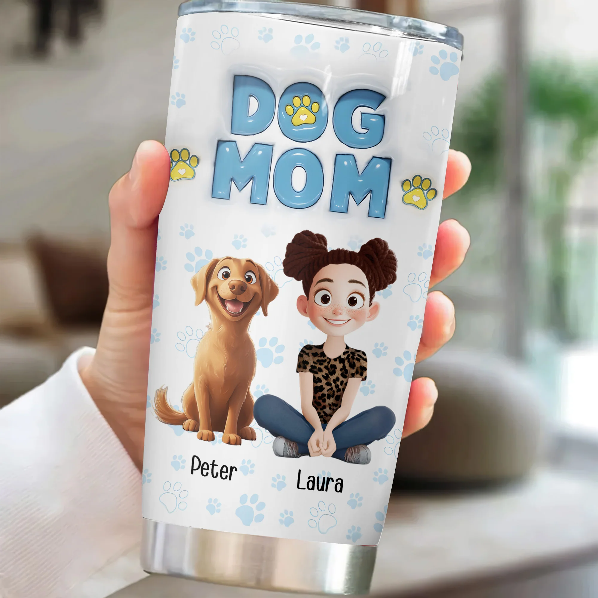 Dog MoM Girl And Dog 3D Inflated Effect Cartoon Dog - Personalized Tumbler Cup - Gift for Pet Owners, Pet Lovers, Dog Mom | CLP15 NH96 - Image 2