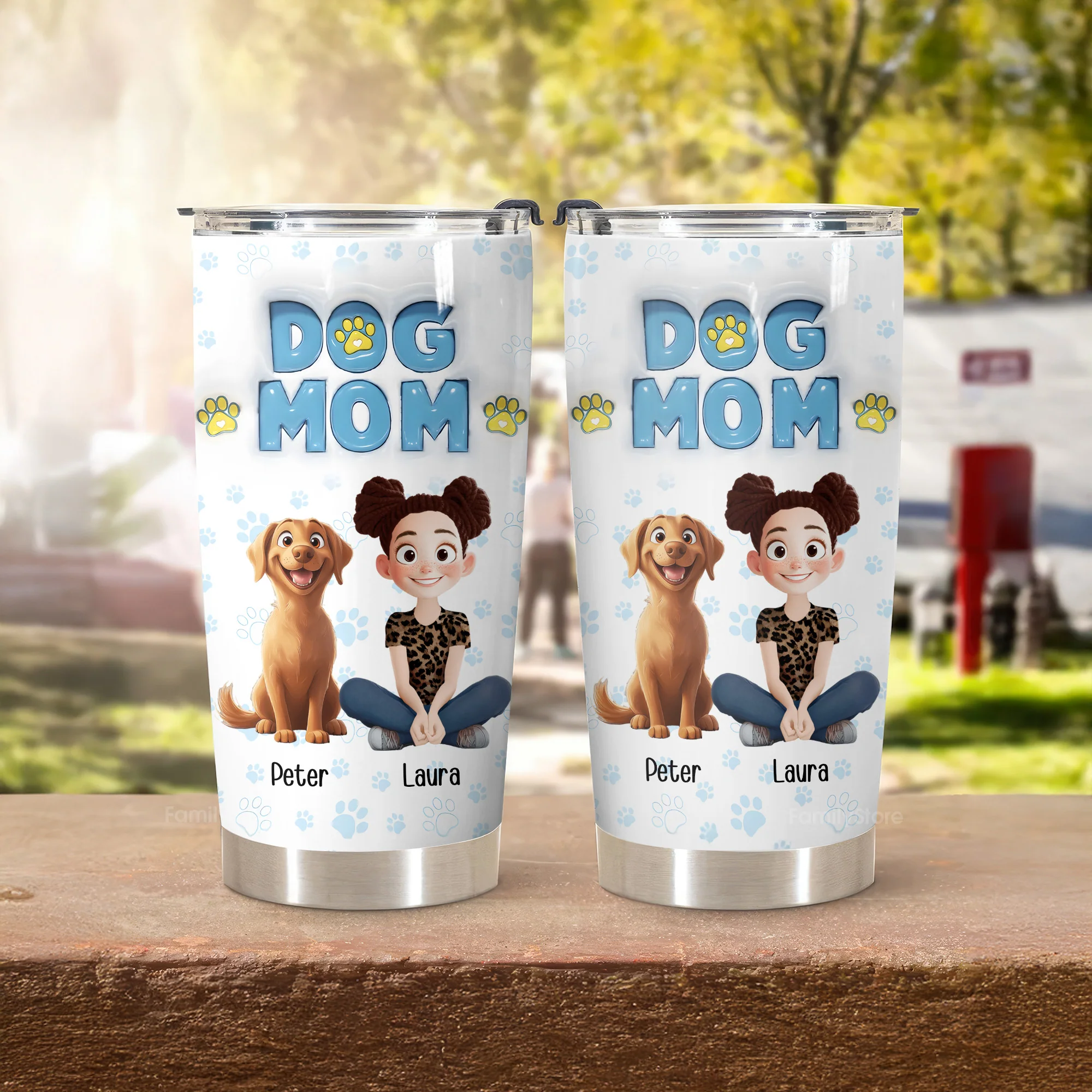Dog MoM Girl And Dog 3D Inflated Effect Cartoon Dog - Personalized Tumbler Cup - Gift for Pet Owners, Pet Lovers, Dog Mom | CLP15 NH96 - Image 3