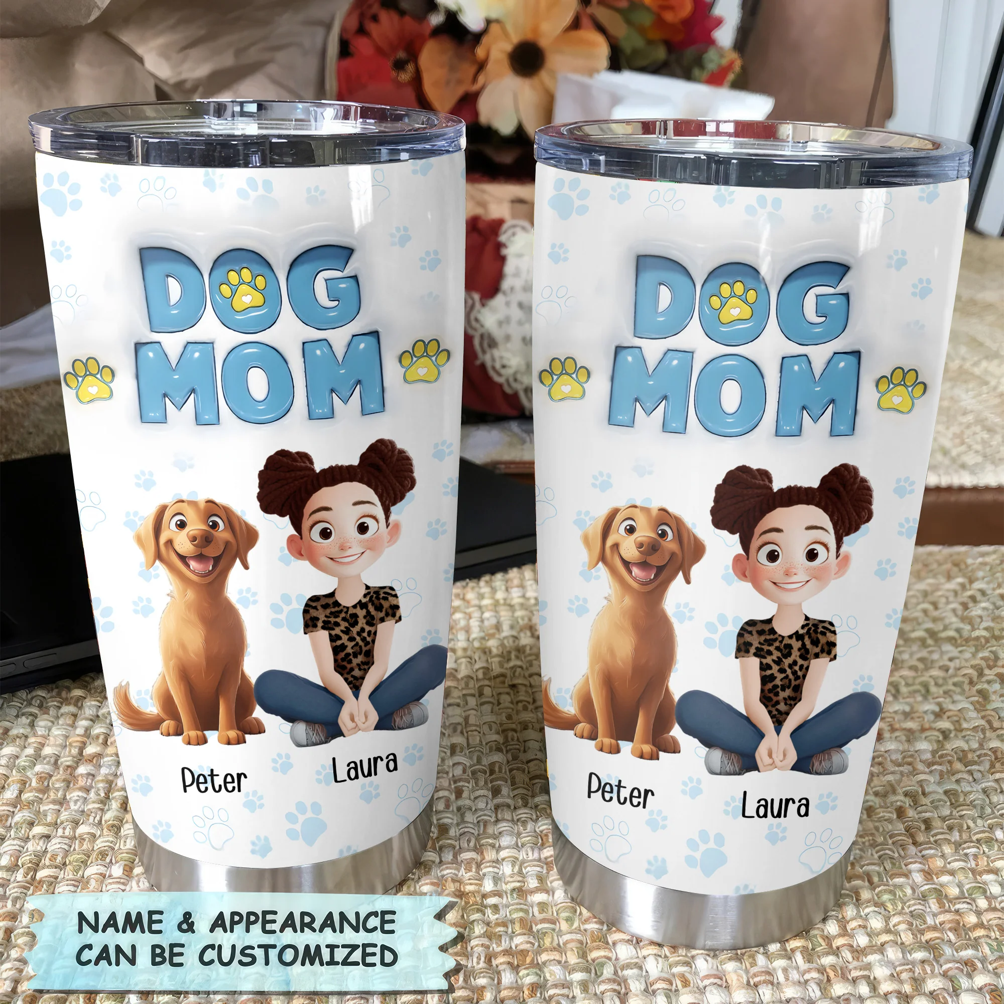 Dog MoM Girl And Dog 3D Inflated Effect Cartoon Dog - Personalized Tumbler Cup - Gift for Pet Owners, Pet Lovers, Dog Mom | CLP15 NH96 - Image 4