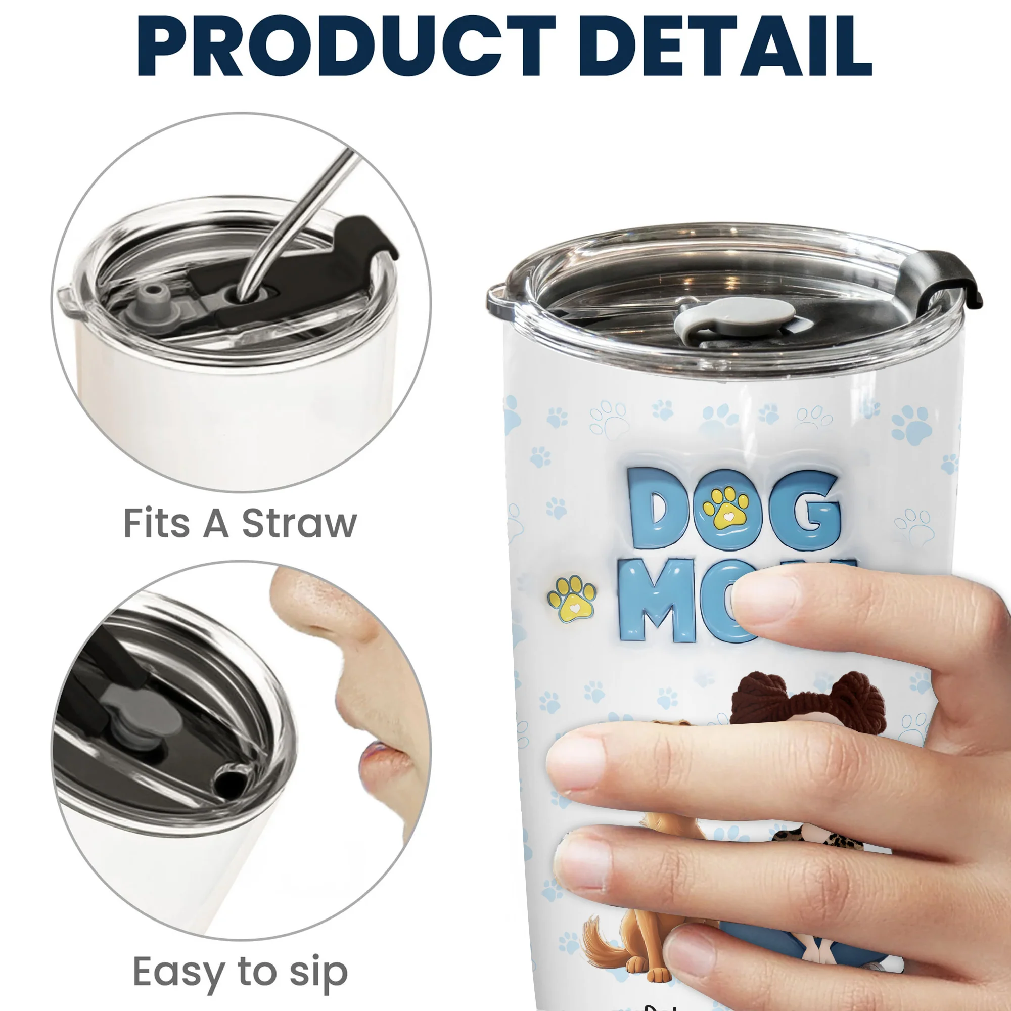 Dog MoM Girl And Dog 3D Inflated Effect Cartoon Dog - Personalized Tumbler Cup - Gift for Pet Owners, Pet Lovers, Dog Mom | CLP15 NH96 - Image 5