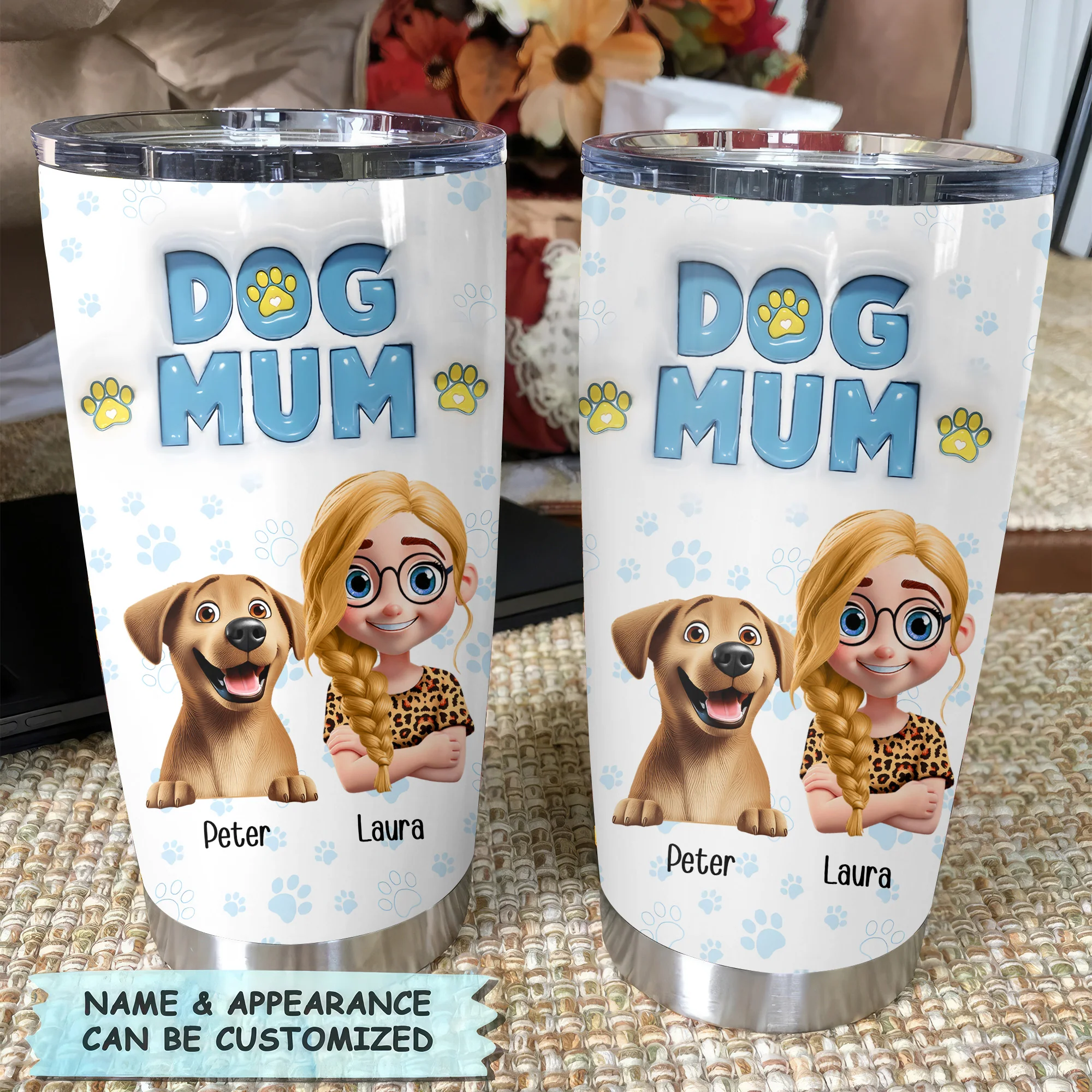 Dog MoM Girl And Dog 3D Inflated Effect Cartoon Dog - Personalized Tumbler Cup - Gift for Pet Owners, Pet Lovers, Dog Mom | CLP16 NH96 - Image 2