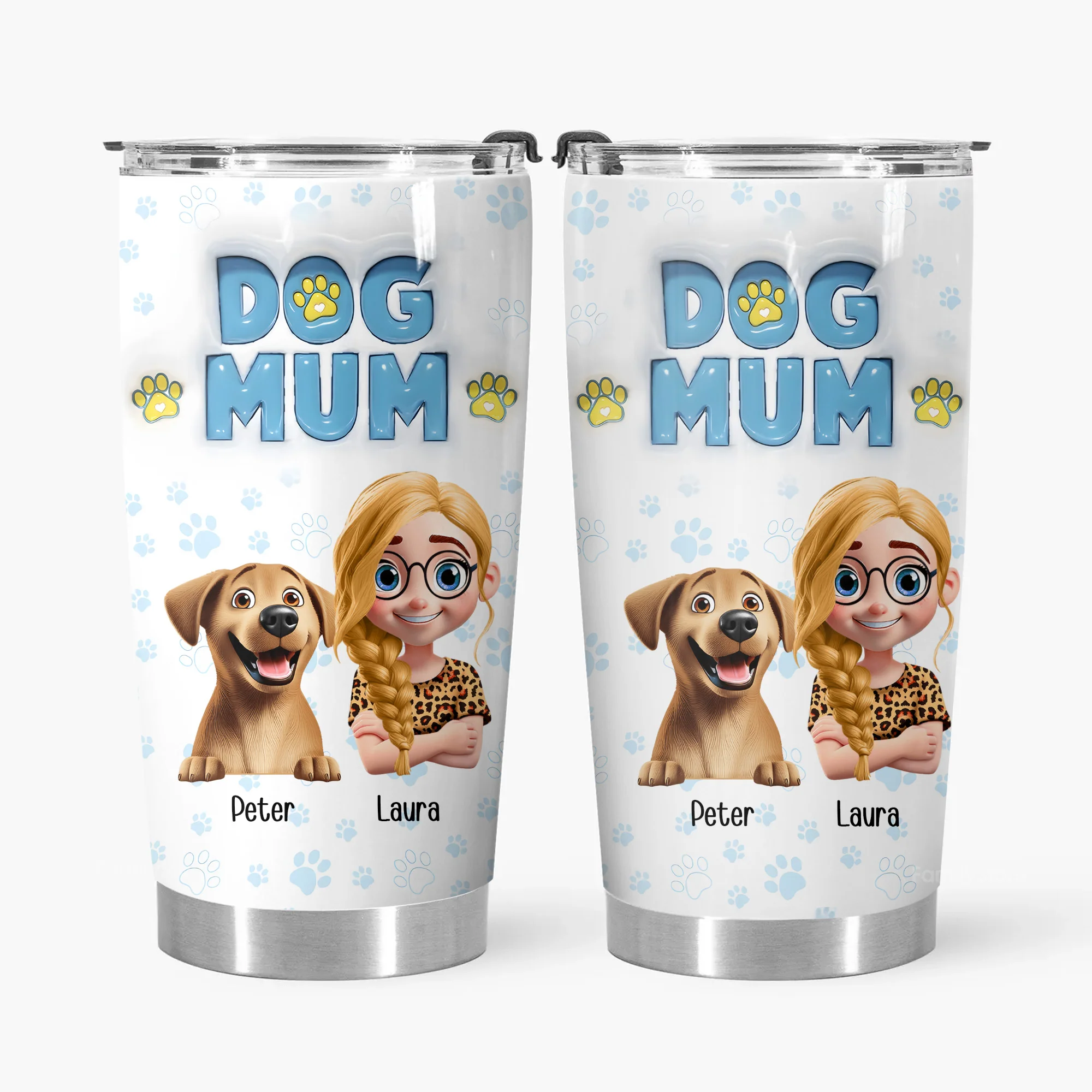 Dog MoM Girl And Dog 3D Inflated Effect Cartoon Dog - Personalized Tumbler Cup - Gift for Pet Owners, Pet Lovers, Dog Mom | CLP16 NH96 - Image 3