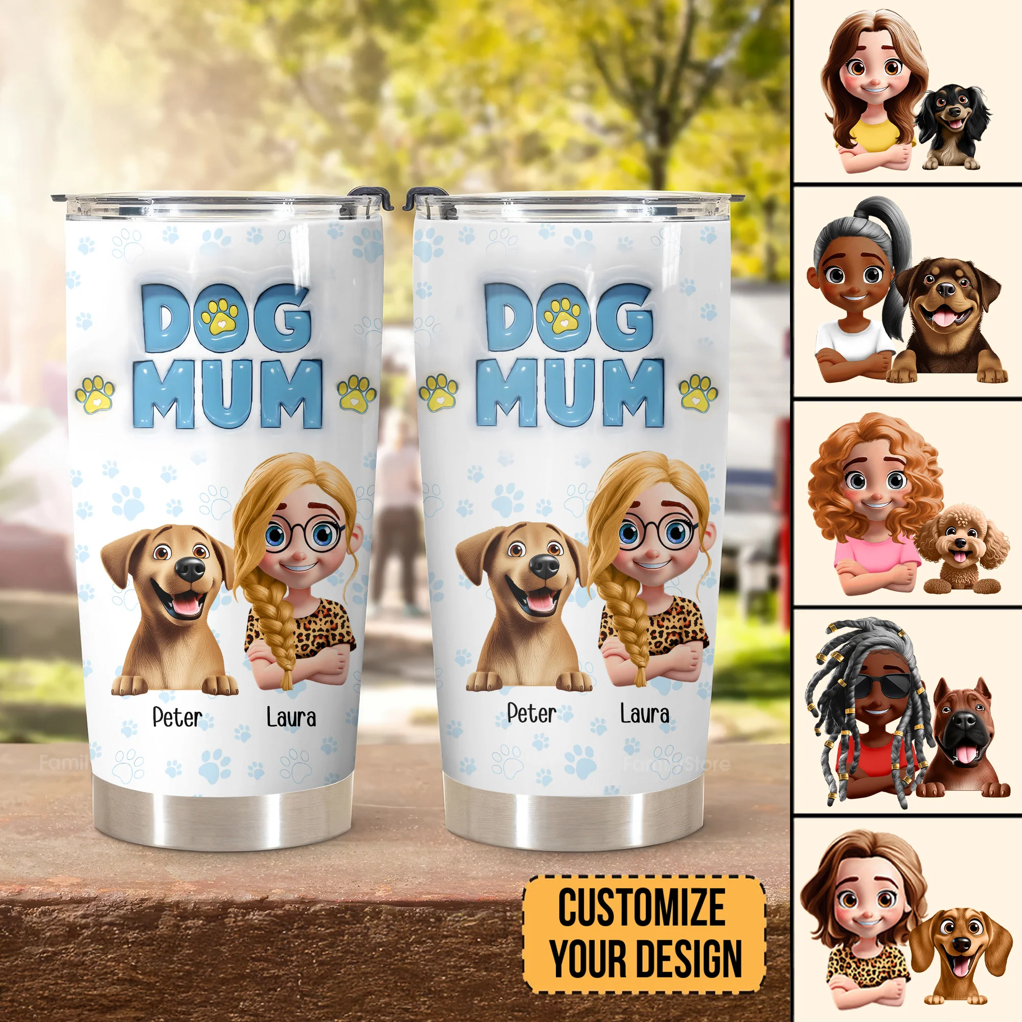 Dog MoM Girl And Dog 3D Inflated Effect Cartoon Dog - Personalized Tumbler Cup - Gift for Pet Owners, Pet Lovers, Dog Mom | CLP16 NH96 - Image 4