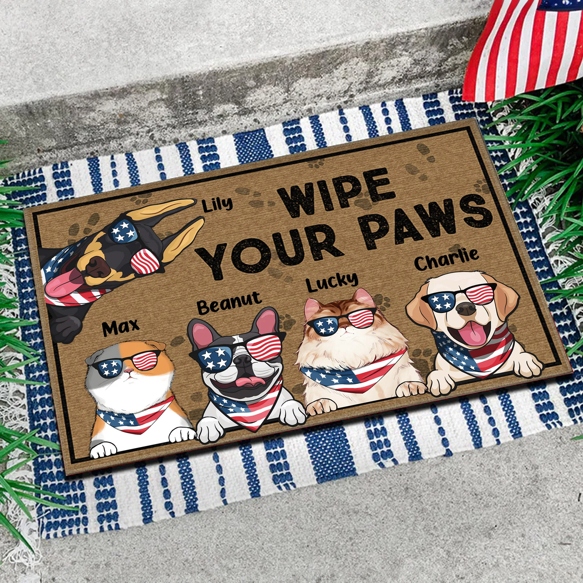 Dogs And Cats Wipe Your Paws - Gift For Pet Lovers - Personalized Door Mat - Image 3