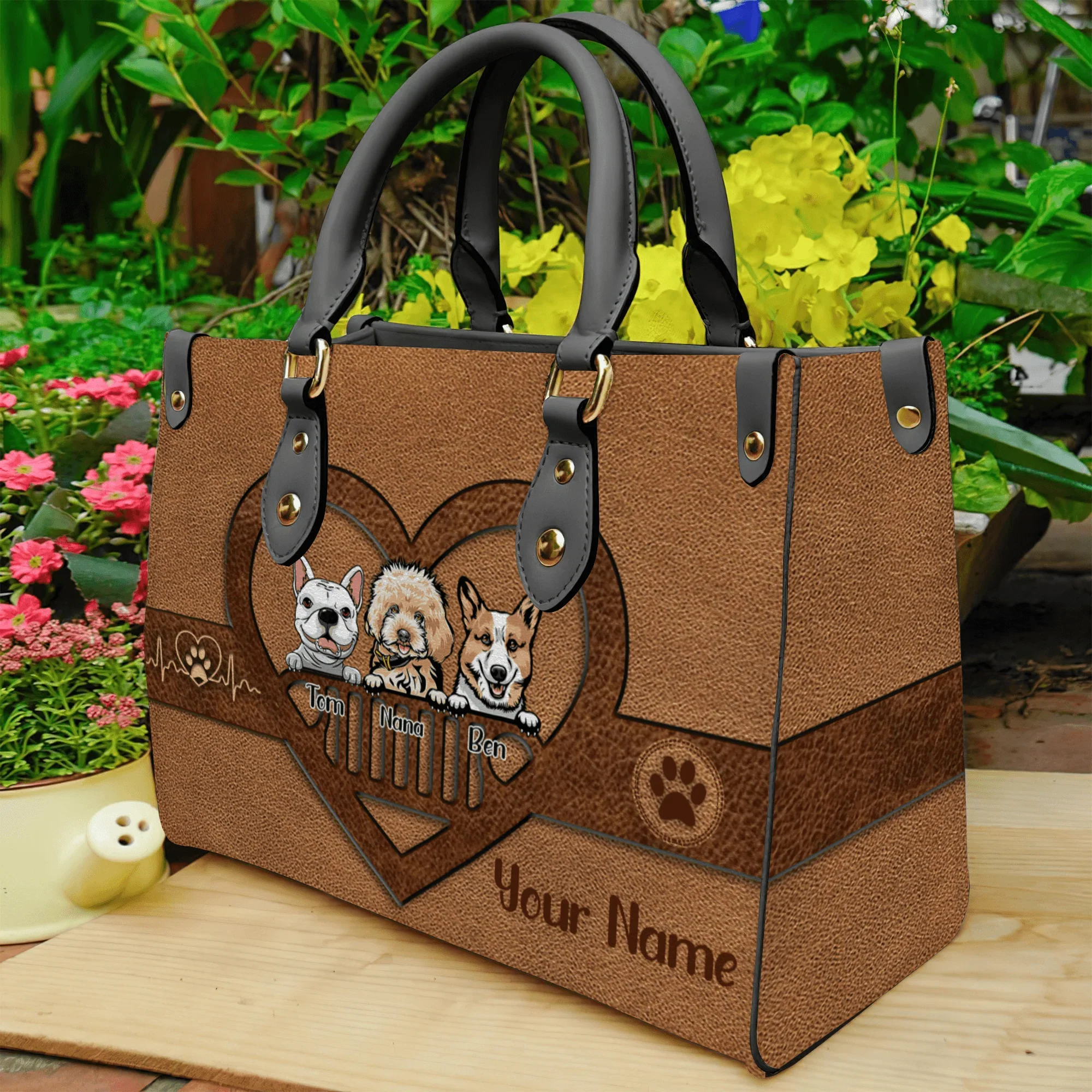 Dogs Teach Us Unconditional Love - Personalized Leather Handbag - Gift for Dog Lovers, Dog Mom | CLP13 NH96