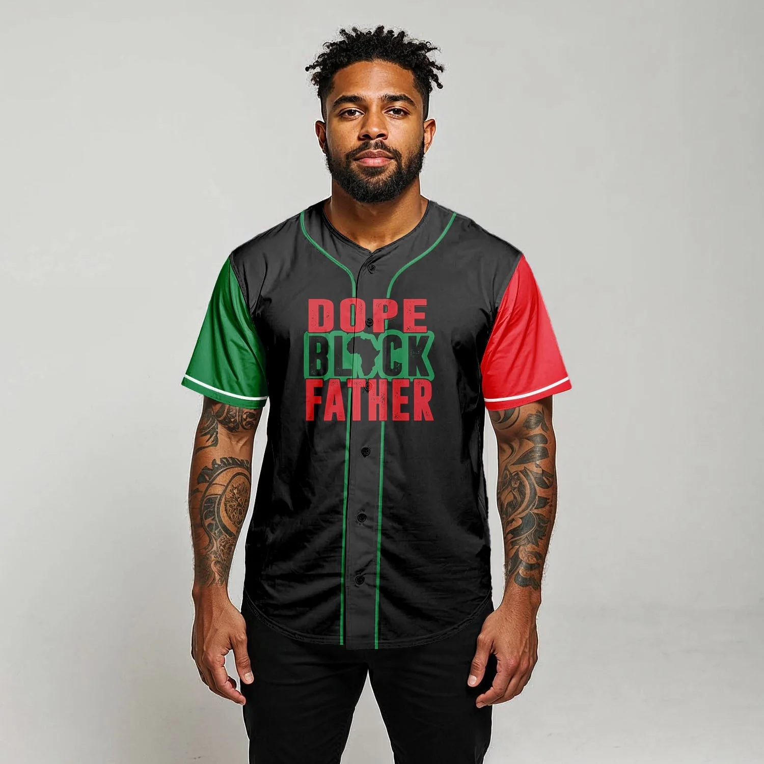 Dope Black Father - African American Baseball Jersey - Gift for Black Dad, Grandpa, Husband - Image 9