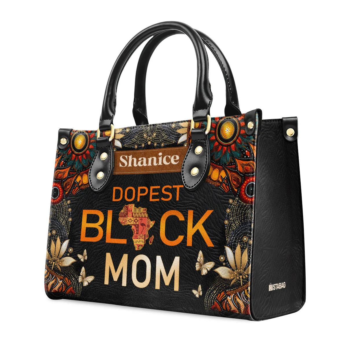 Dope Black Mom - Personalized Leather Handbag - Gift For Mother - Image 5