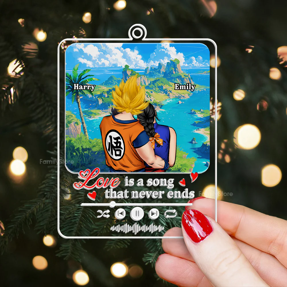 Dragon Ball Love Is A Song That Never End - Personalized Acrylic Ornament - Gift For Couples - CL18 NA94 - Image 2