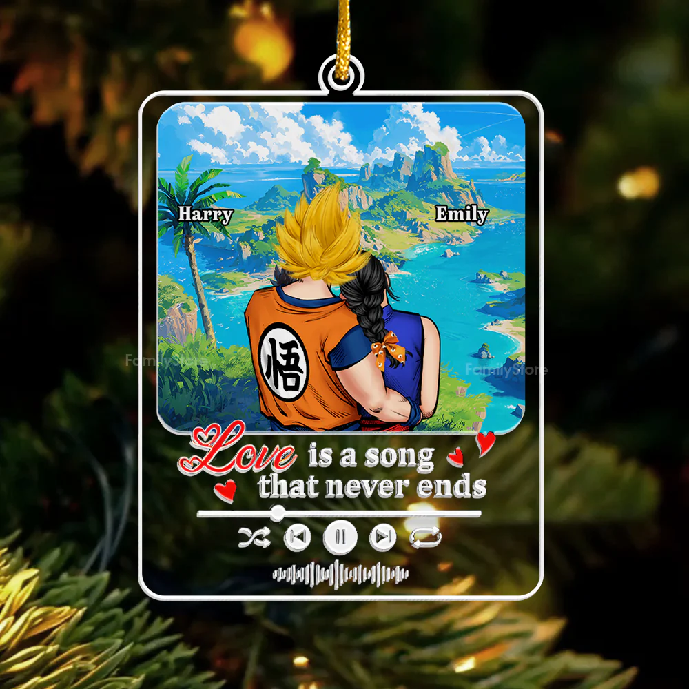 Dragon Ball Love Is A Song That Never End - Personalized Acrylic Ornament - Gift For Couples - CL18 NA94 - Image 3