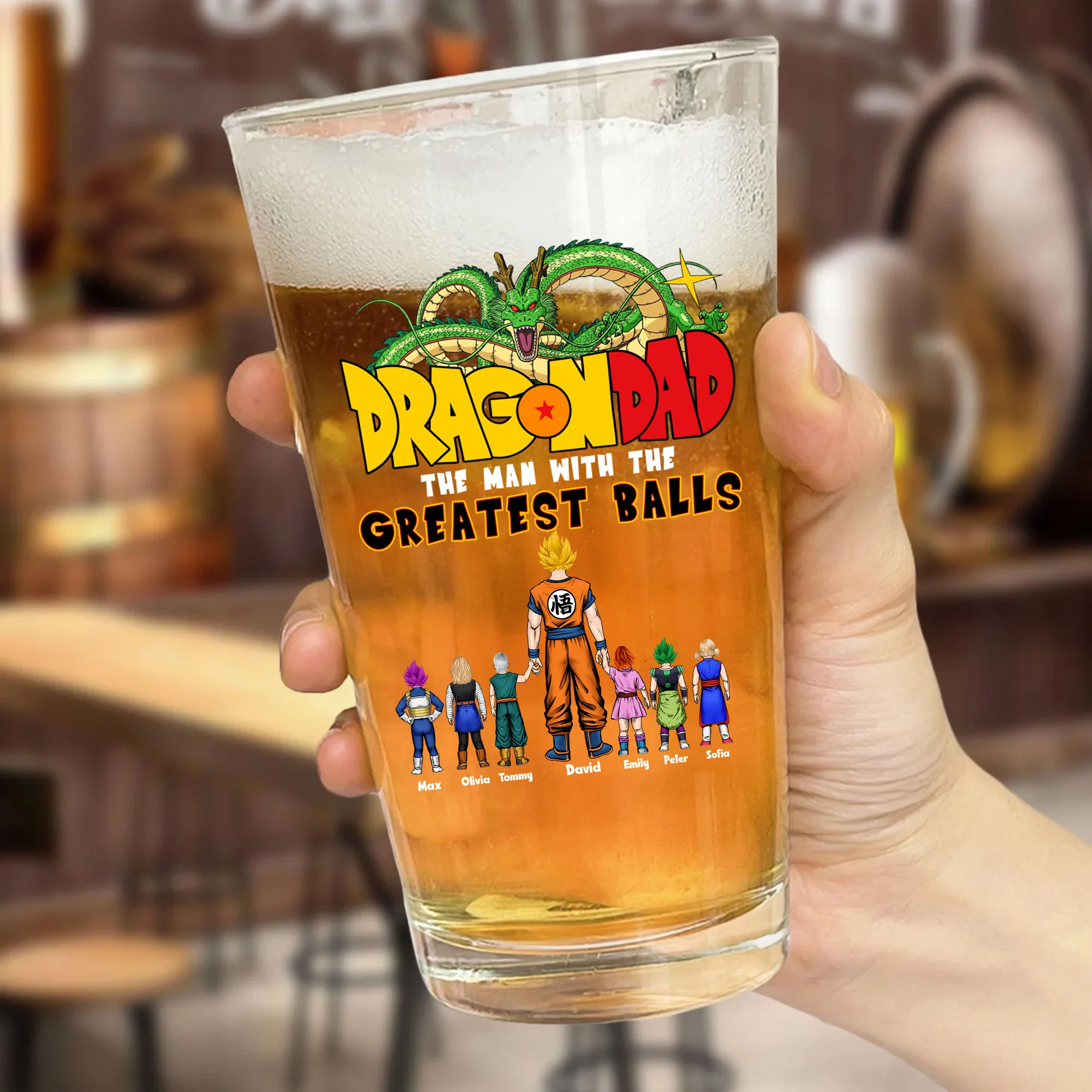 Dragon Balls The Man With The Greatest Balls - Gift For Dad, Husband, Father's Day - Personalized Beer Glass - Image 3