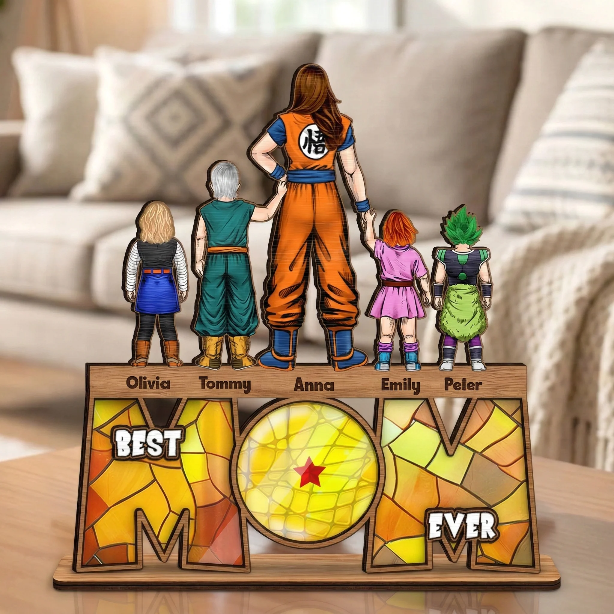 DrBa Best Dragon Mom Ever - Personalized Wooden Plaque - Gift For Mom, Grandma | CL03 HN02