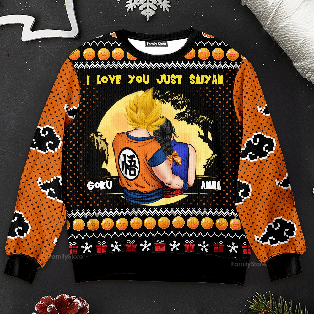 DrBa I Love You Just Saiyan - Personalized Ugly Sweater | CL18 NL122 - Image 3