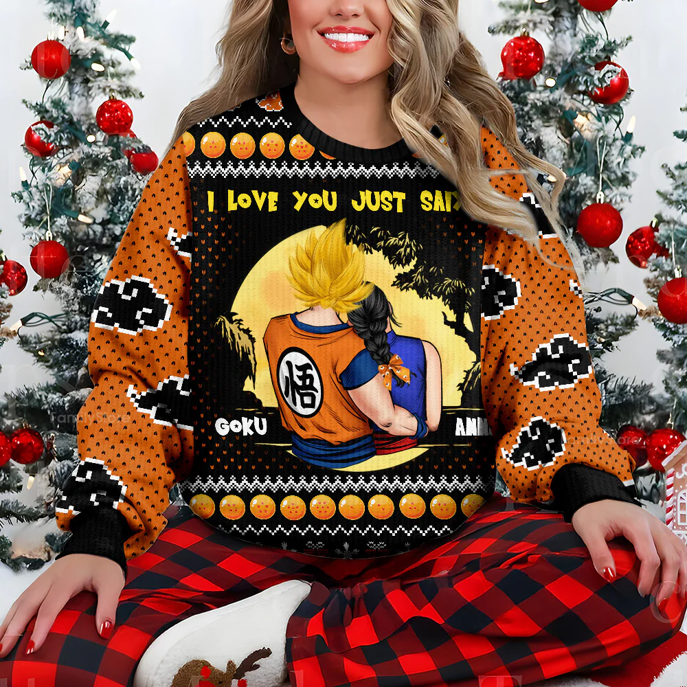 DrBa I Love You Just Saiyan - Personalized Ugly Sweater | CL18 NL122 - Image 4
