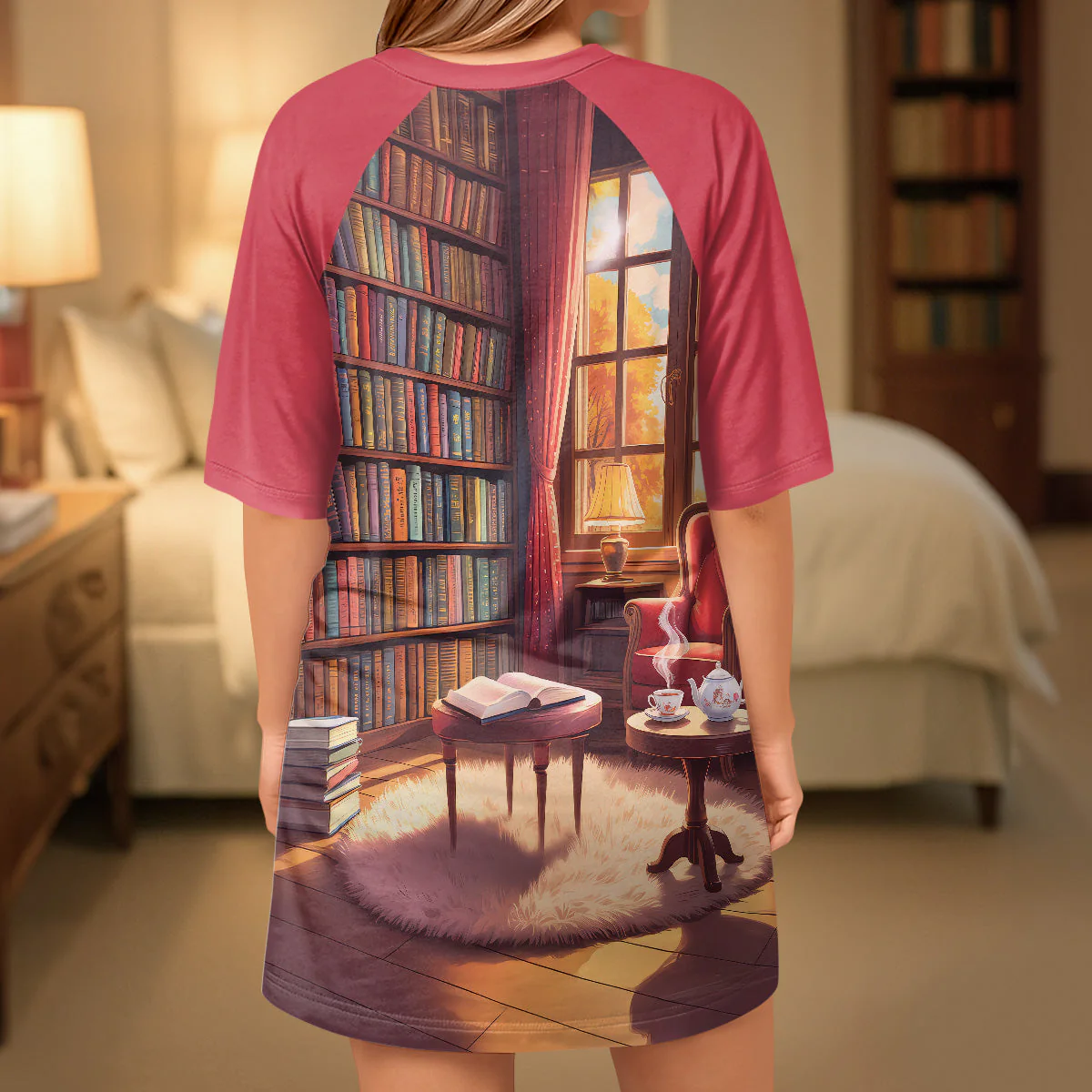 Drink Tea Read Books Be Happy - Personalized Sleep Tee | CLB2 - Image 4
