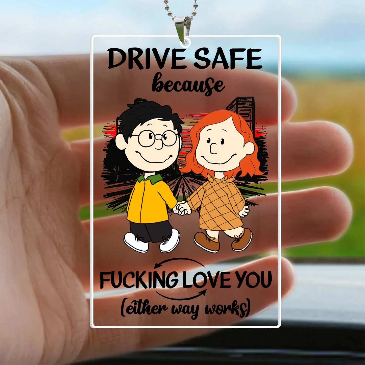 Drive Safe Because Your Wife F*cking Love You - Personalized Car Ornament - Gift For Couple, Husband Wife - CL43 NH96 - Image 3