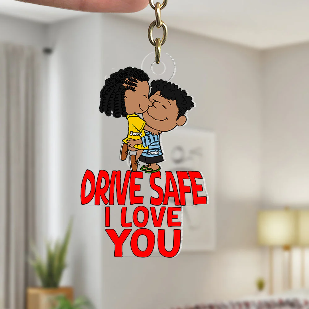 Drive Safe I Love You Peanut - Personalized Keychain - Gift For Couple, Husband Wife | GR8 NH96 - Image 2